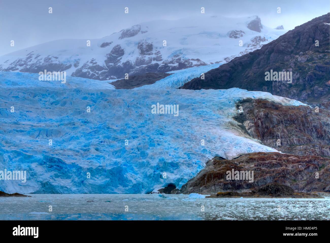El Brujo Gletscher in Asien Fjord, Südpatagonien Icefield, Chile, Südamerika. Stockfoto