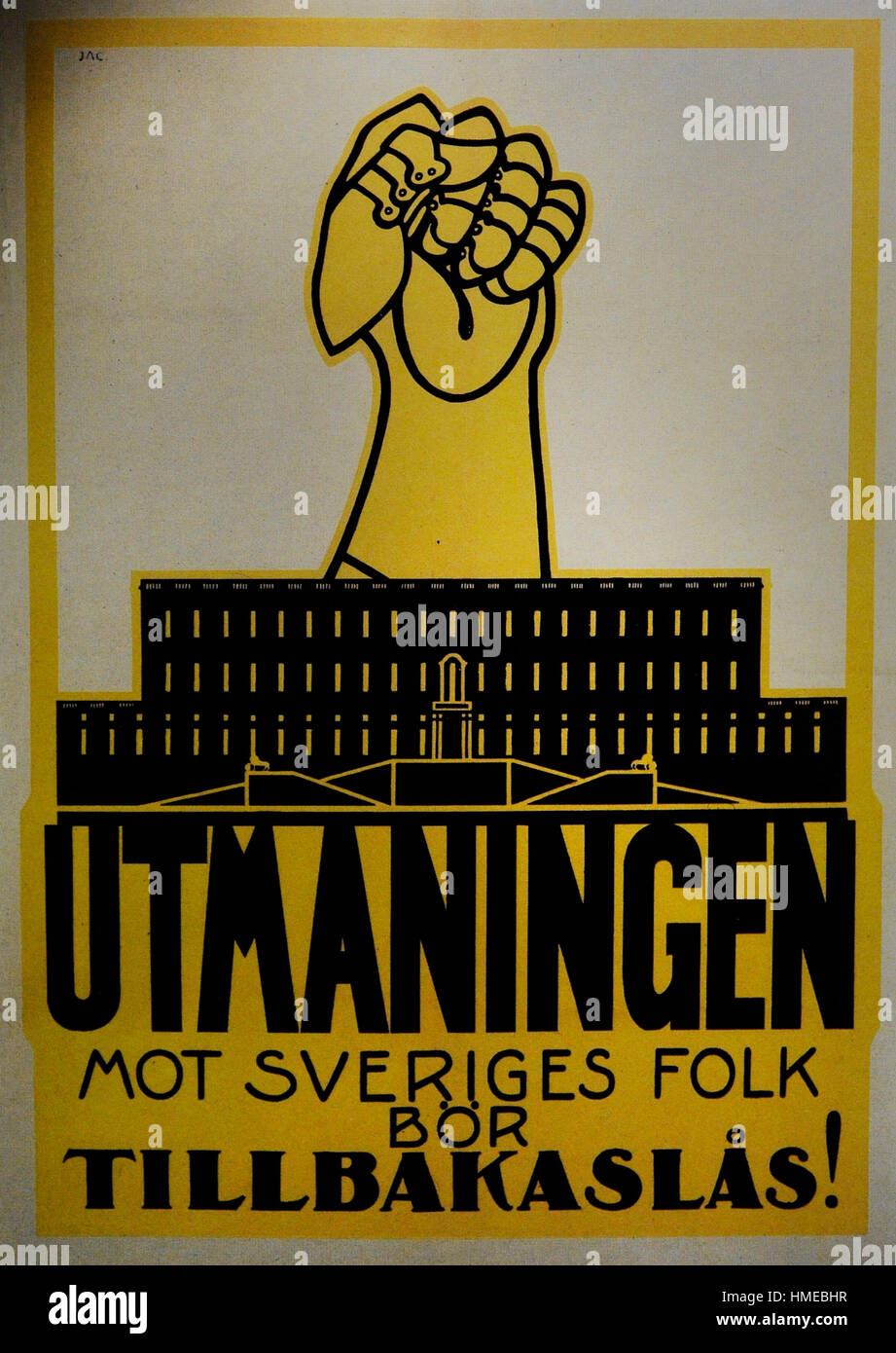 Sozialdemokratische Partei Schwedens (SAP). Plakat, 1914. Museum der Stadt. Malmö. Schloss. Schweden. Stockfoto