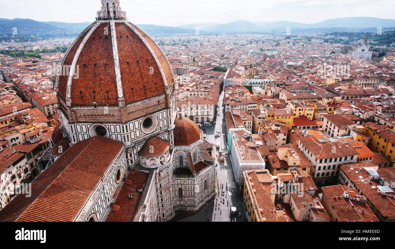 Florenz Duomo von Spitze des Campanile von Giotto Stockfoto