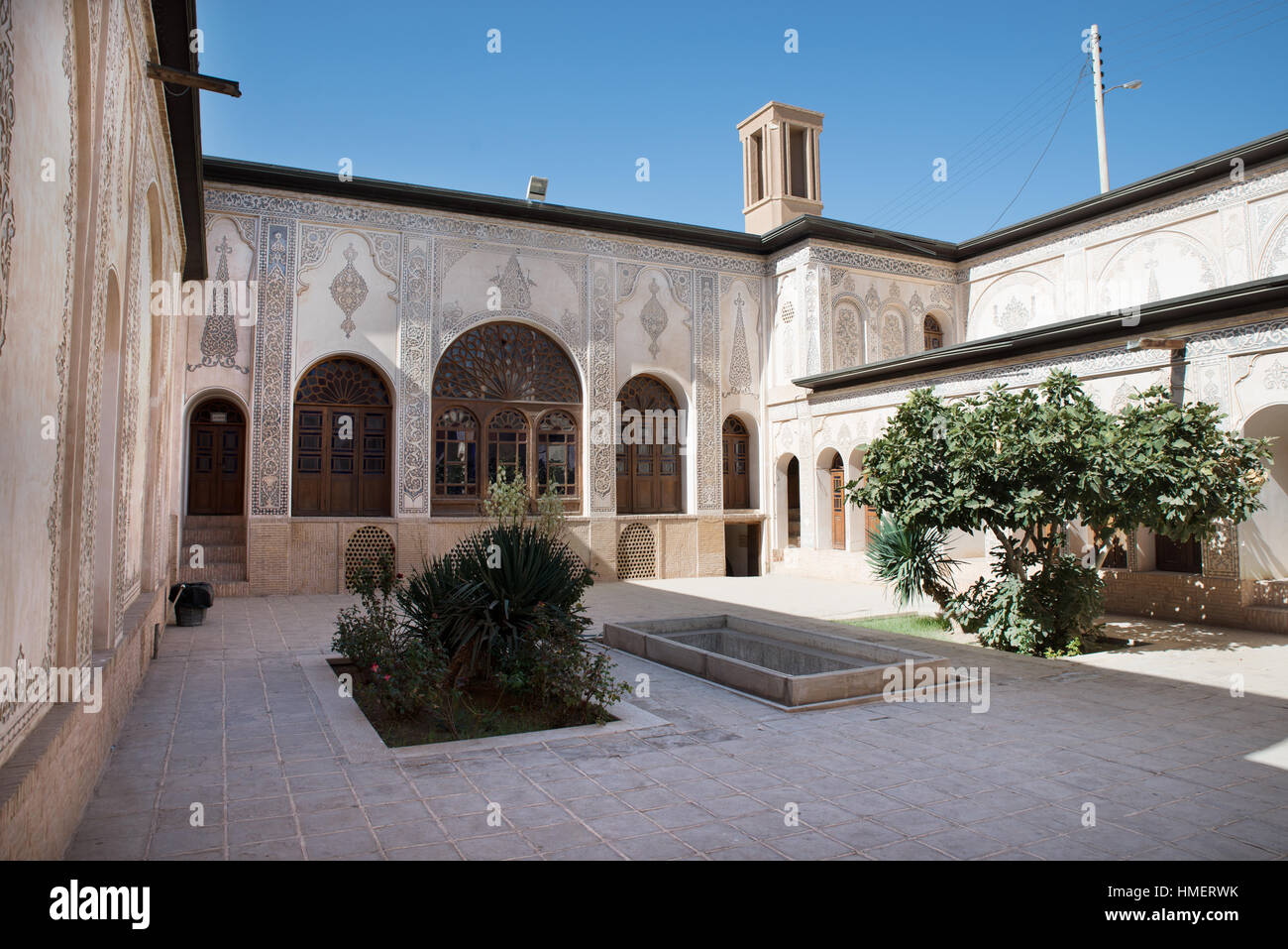 Kleiner Innenhof, Tabatabei historisches Haus, Kashan, Iran Stockfoto