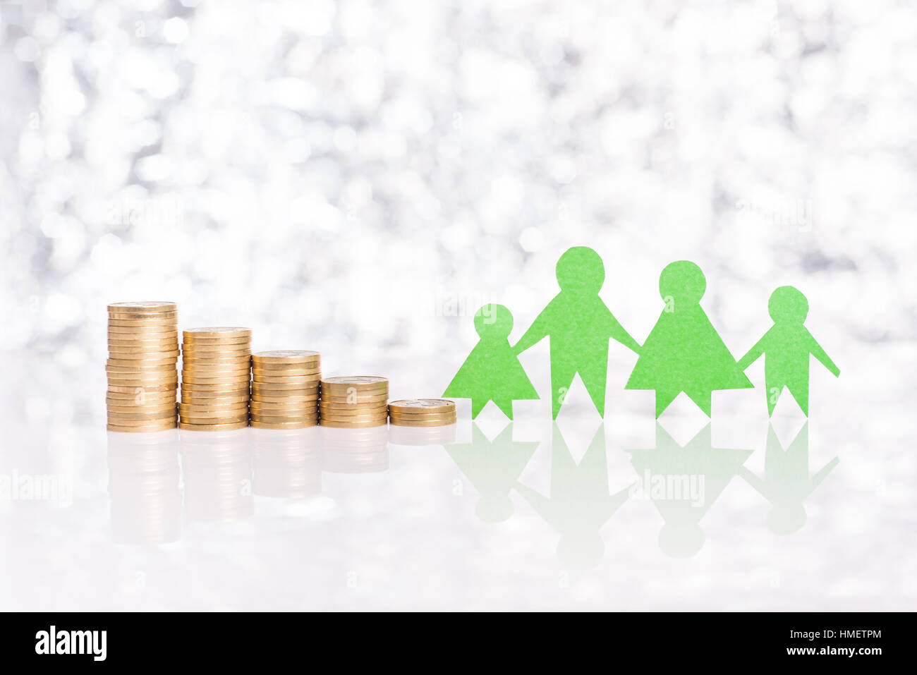 Abnehmende Maßnahmen zur Unterstützung der Familie Stockfoto