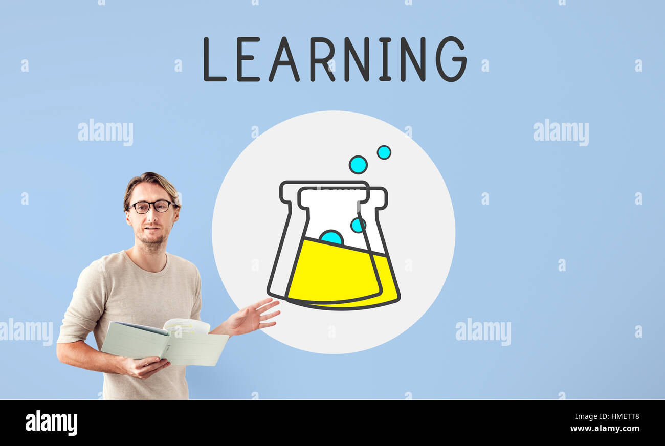 Science Lab Experiment Becher Symbol Konzept Stockfoto