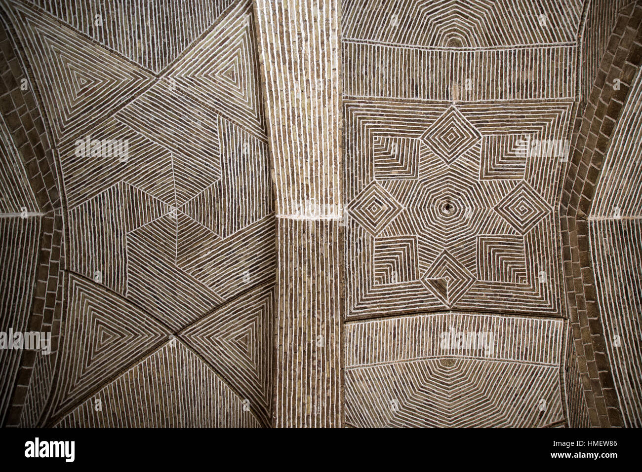 Gewölbte Mauerwerk Decke der Freitagsmoschee, Isfahan, Iran Stockfoto