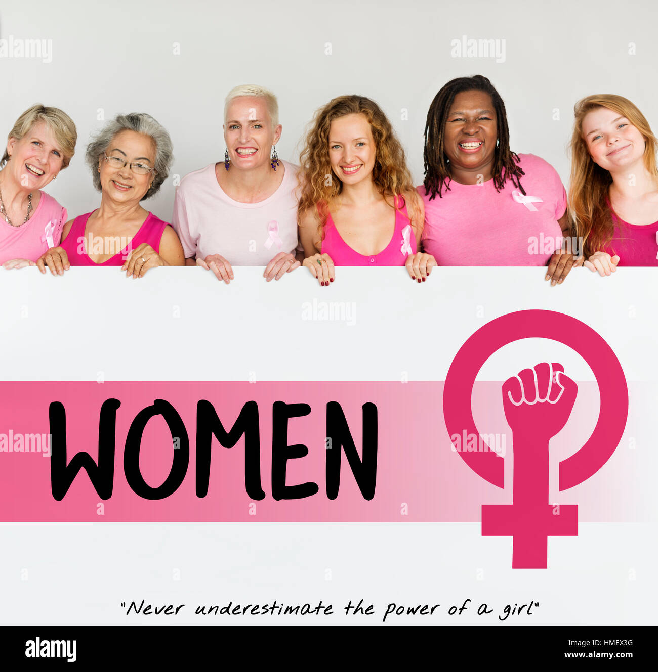 Frauen-Mädchen-Power-Feminismus-Chancengleichheit-Konzept Stockfoto