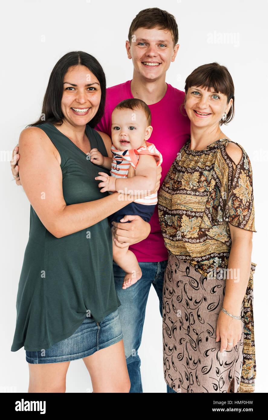 Familien zusammen-Studio Portrait Konzept Stockfoto