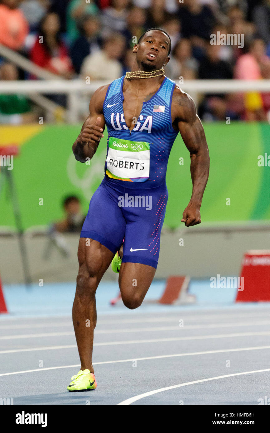 Rio De Janeiro, Brasilien. 13. August 2016.  Leichtathletik, Gil Roberts (USA) im Wettbewerb der Männer 400m-Halbfinale bei den Olympischen Sommerspielen 2016. © Paul Stockfoto