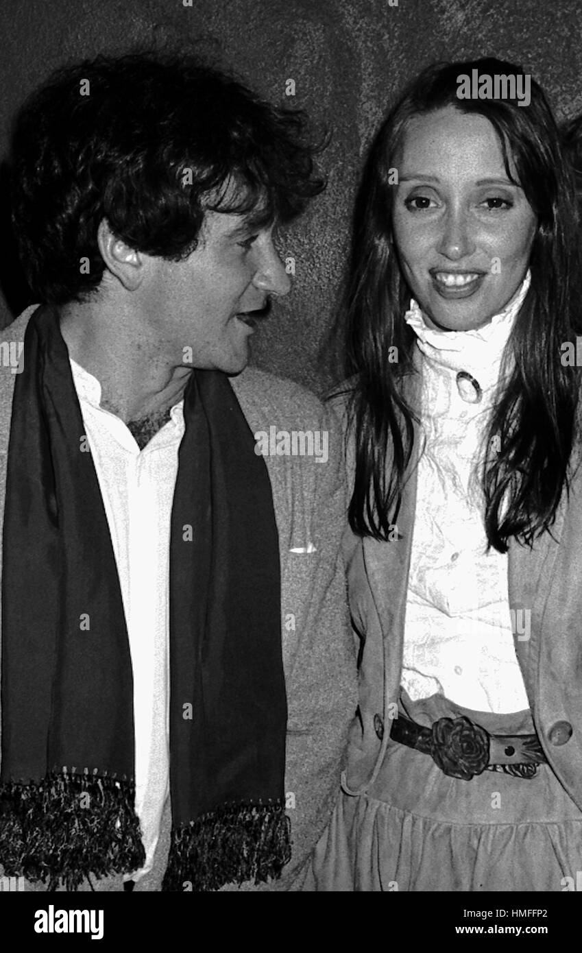 Shelley Duvall & Robin Williams besucht eine Party feiert die Veröffentlichung von TIME BANDITS in der Underground Disco in New York City. 4. Januar 1981 Stockfoto