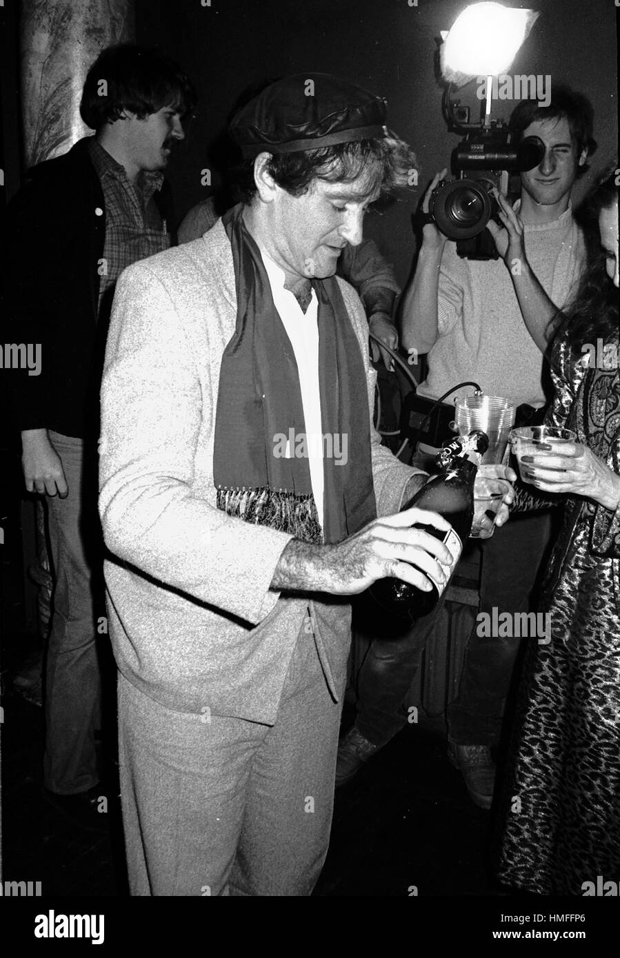 Robin Williams besucht eine Party feiert die Veröffentlichung von TIME BANDITS in der Underground Disco in New York City. 4. Januar 1981 Stockfoto