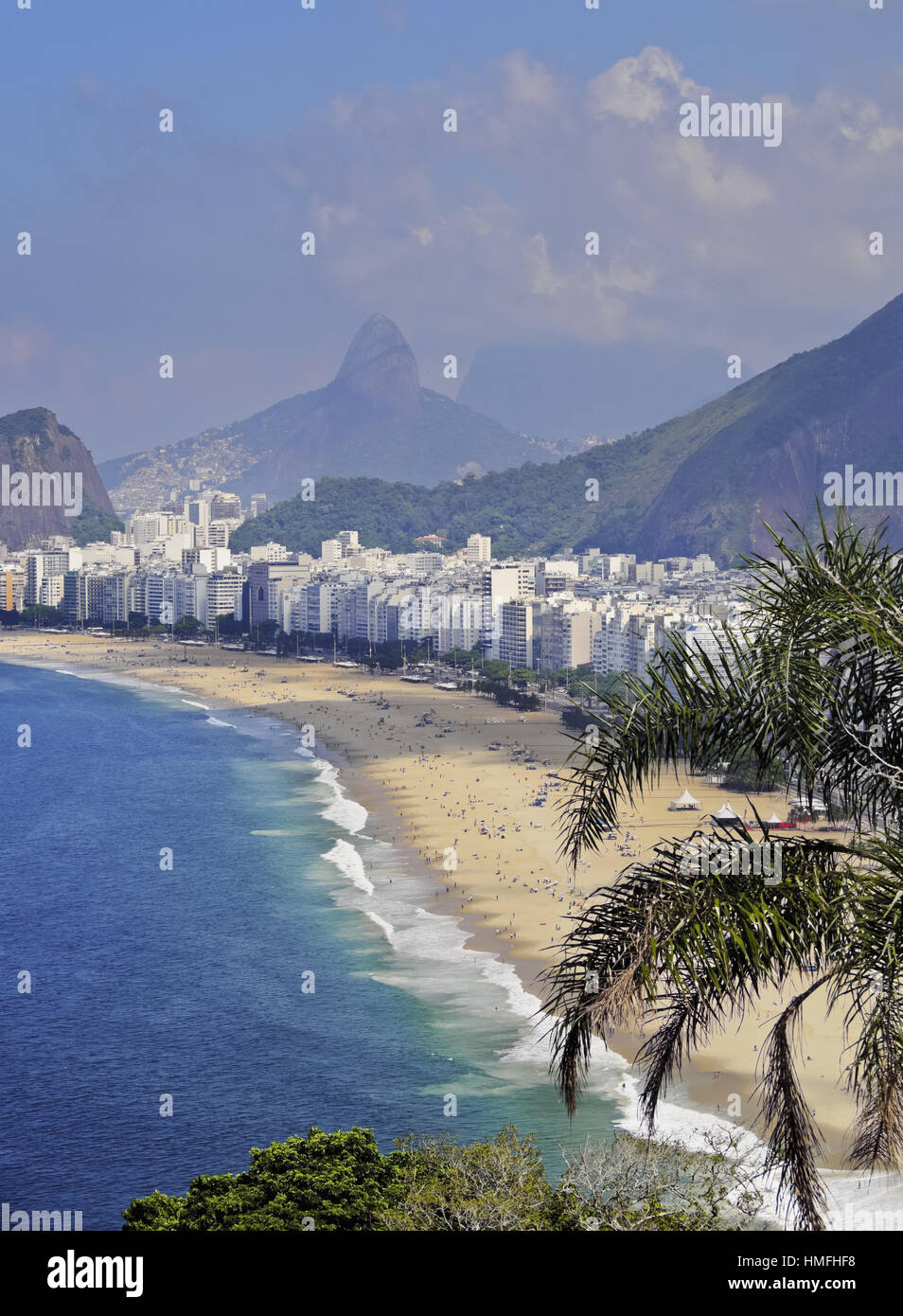 Copacabana-Strand betrachtet von Forte Duque de Caxias, Leme, Rio De Janeiro, Brasilien, Süd-Amerika Stockfoto