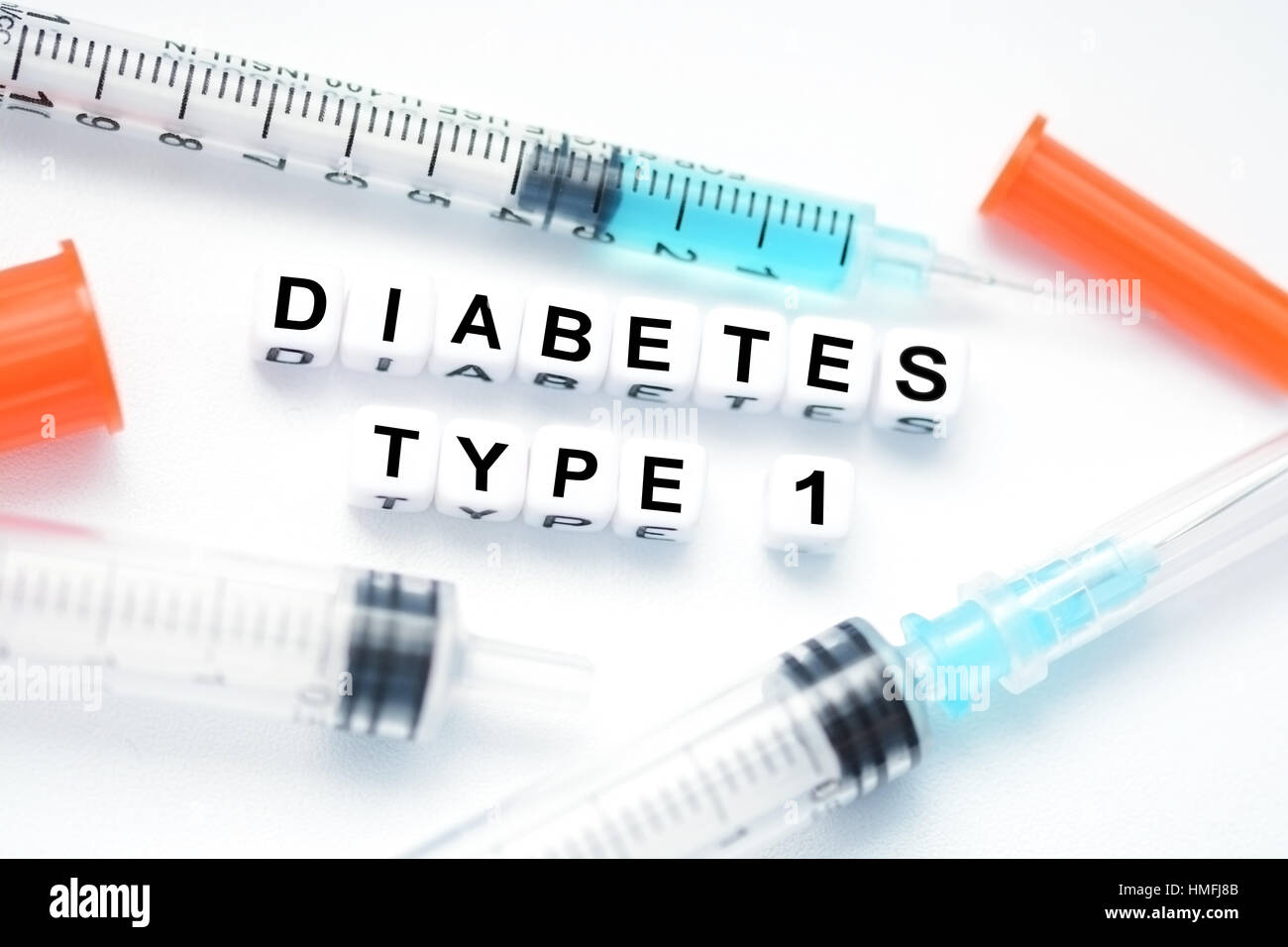 Typ 1 Diabetes Konzept durch Insulin Spritze vorgeschlagen Stockfoto