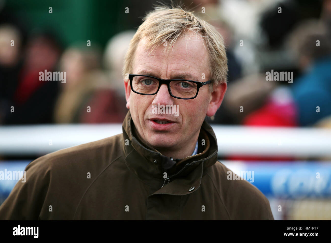 Trainer Warren Greatrex in Chepstow Racecourse. Stockfoto