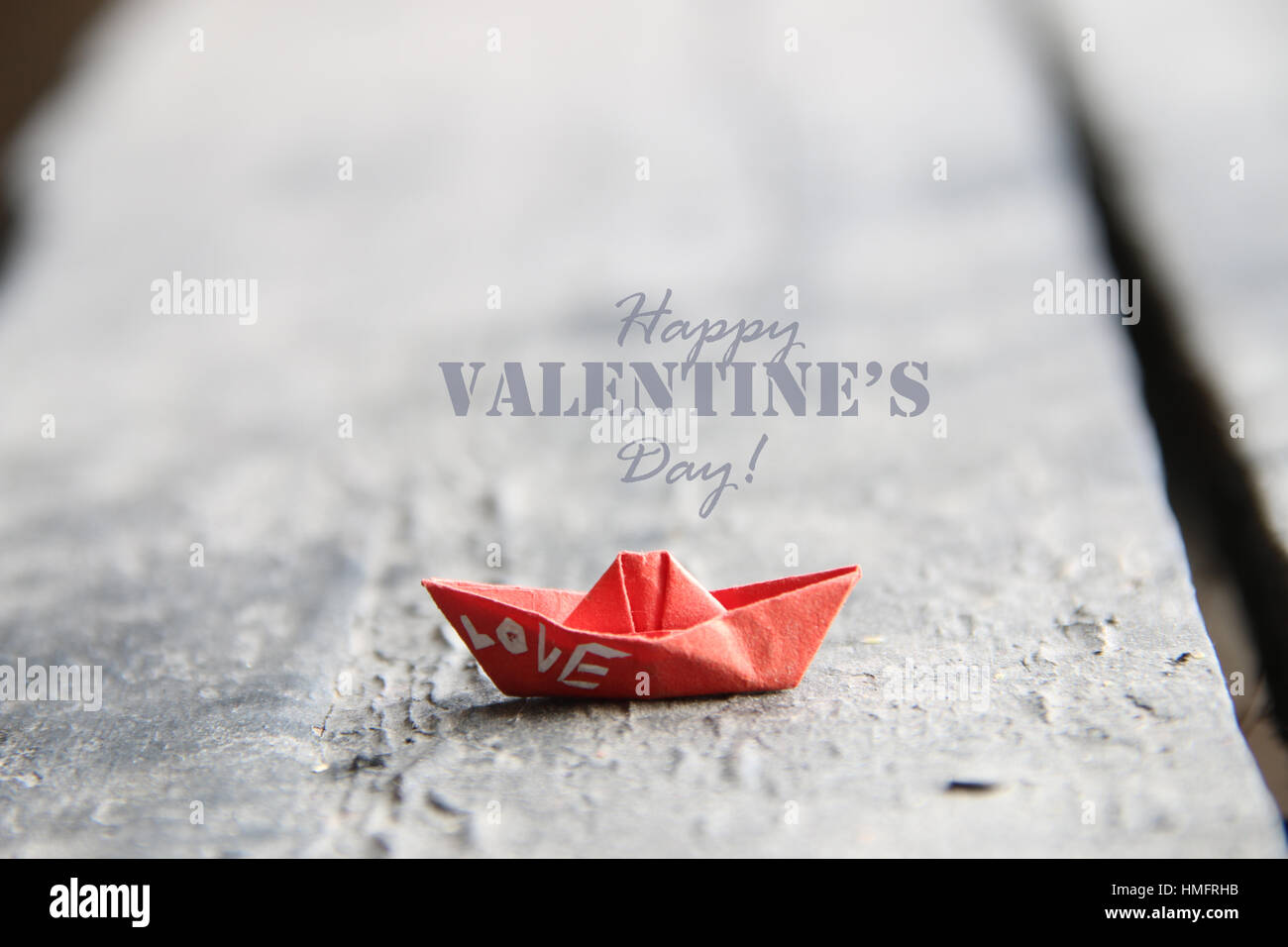 Happy Valentines Day kreative Karte. Verschwommene Bilder für den Hintergrund. Stockfoto