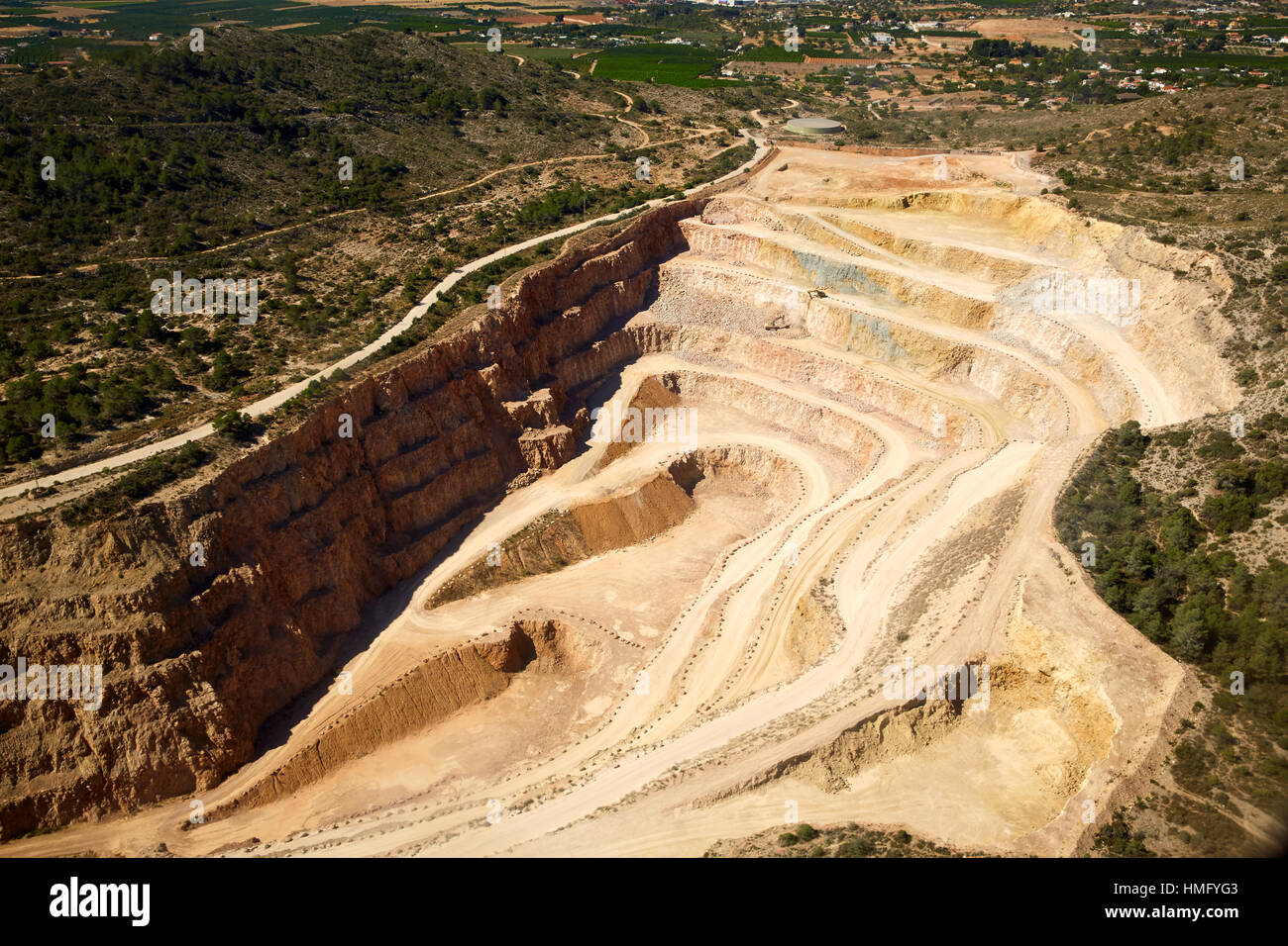 Steinbruch in Riba-Roja del Turia in Valencia Luftbild Stockfoto