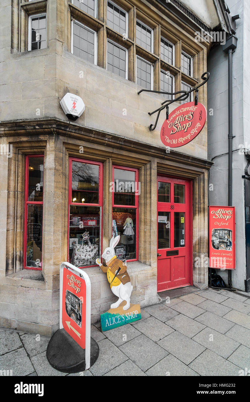 Alice im Wunderland Shop Oxford UK Stockfoto