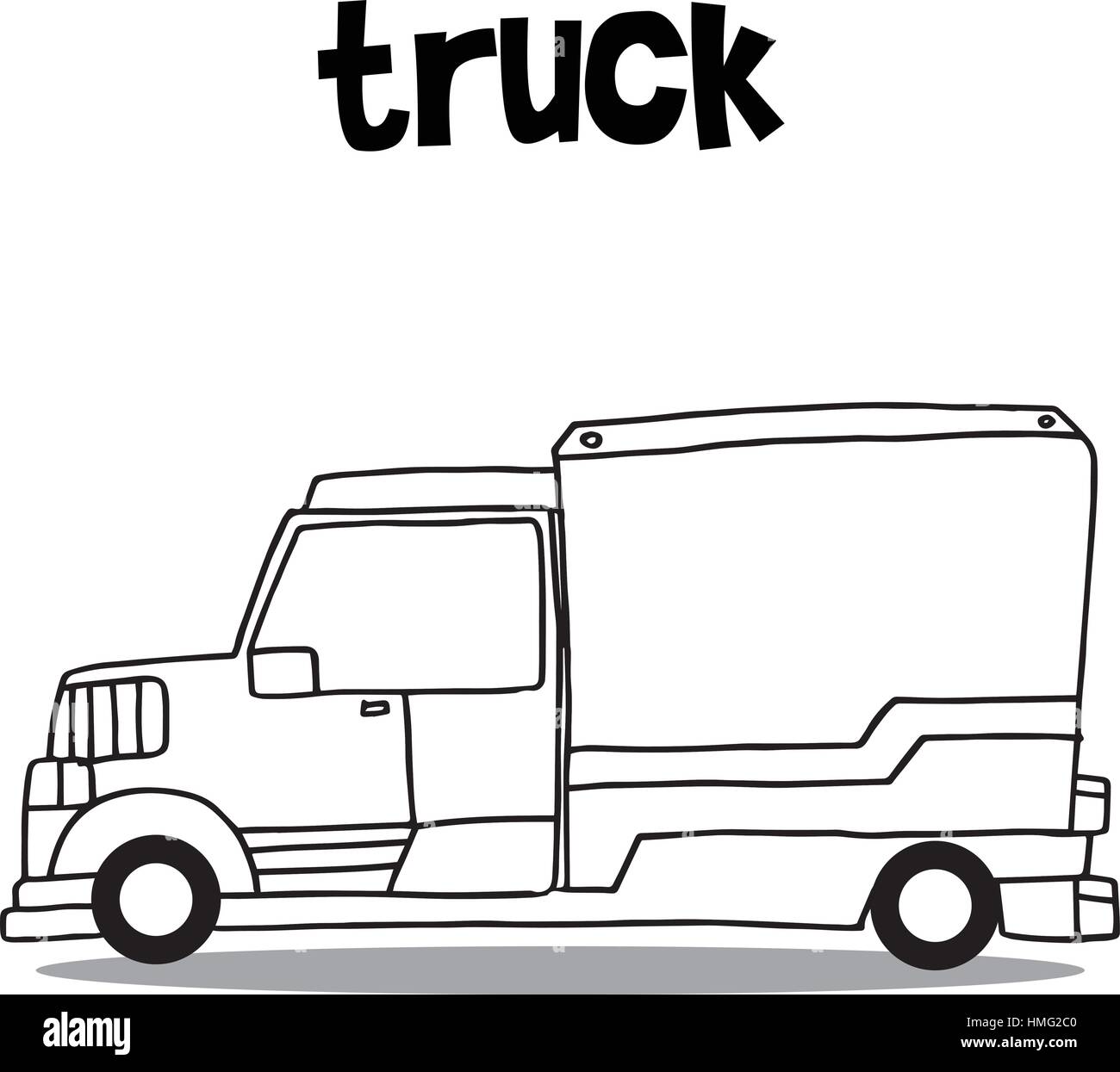 Transport von LKW-Sammlung mit der Hand zeichnen Stock-Vektorgrafik - Alamy