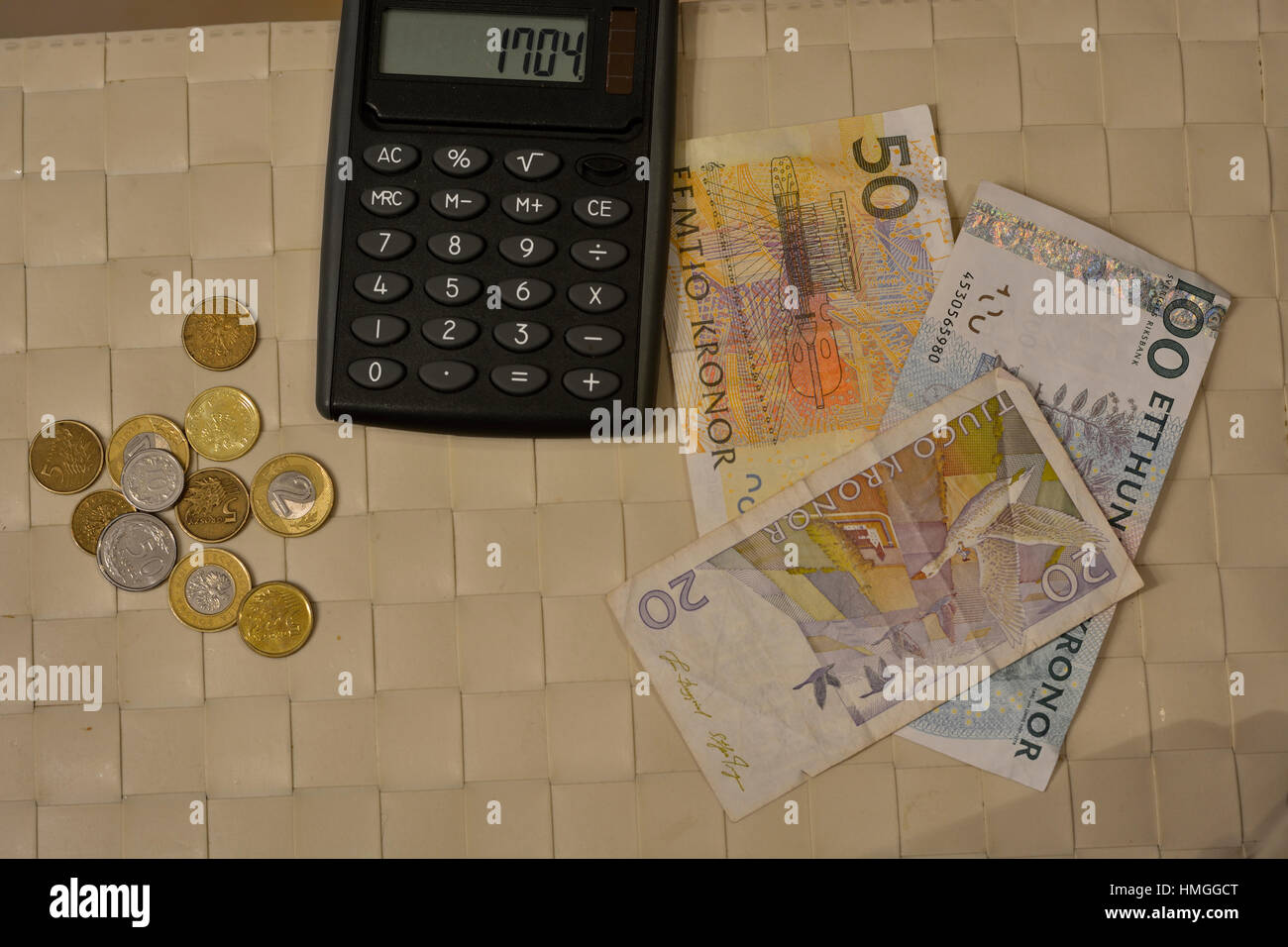 Schwedische Krone Geldwechsel auf der polnische zloty Stockfoto