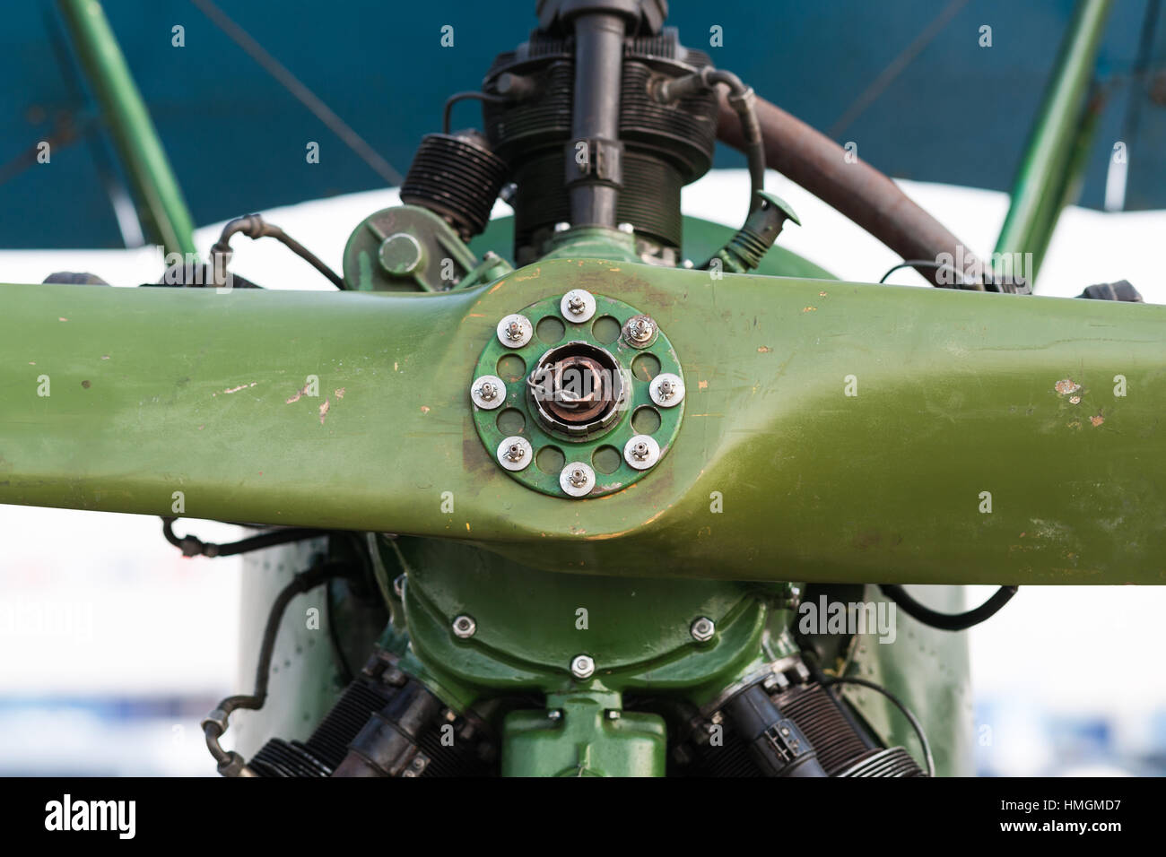 Moskau, Russland - 26. August 2015: 12. internationaler Luft- und Raumfahrtsalon MAKS 2015. Kolbentriebwerk vor dem zweiten Weltkrieg sowjetische Polikarpow Po-2 Trainer Stockfoto