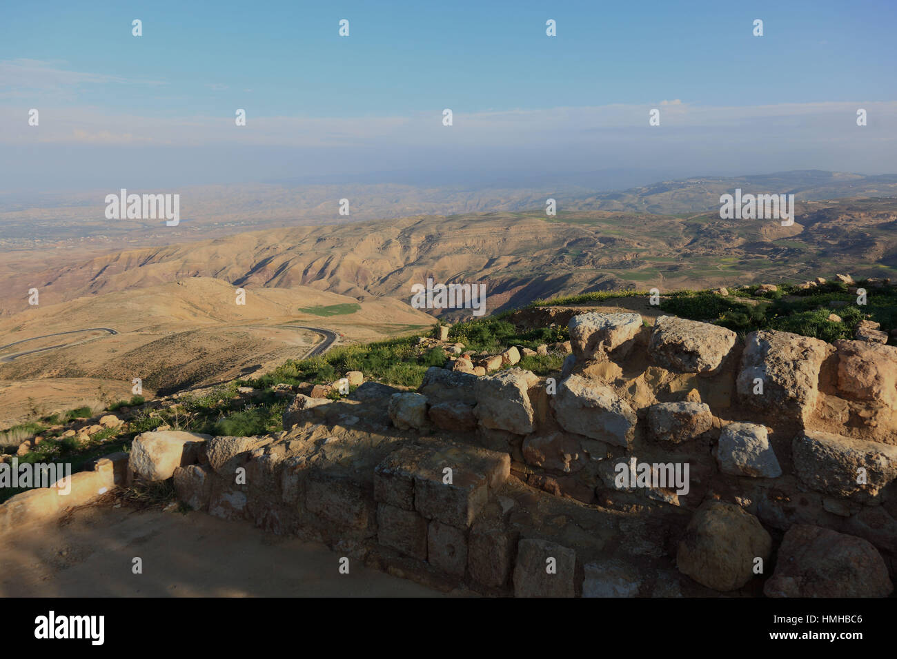 Blick vom Berg Nebo, Berg Nebo, Abarim Gebirge, Jordanien Stockfoto