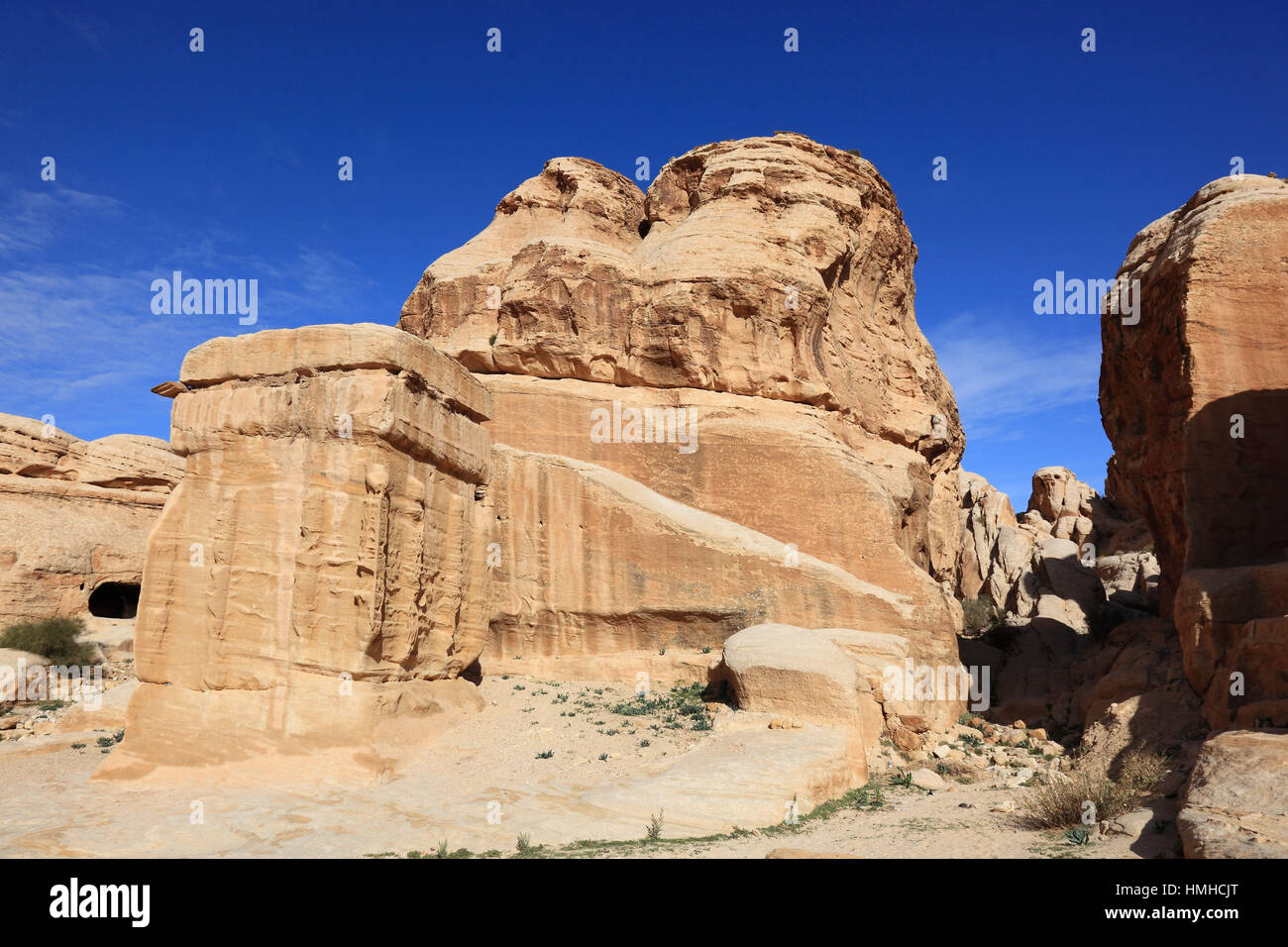 Grab, verlassenen Felsenstadt Petra, al-Batra, Hauptstadt des Reiches der Nabatäer, Jordan, UNESCO-Weltkulturerbe zu blockieren Stockfoto