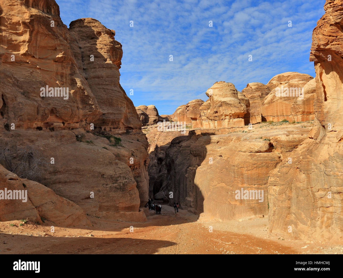 Zugriff auf als Siq, verlassenen felsige Stadt Petra, al-Batra, Hauptstadt des Reiches der Nabatäer, Jordan, UNESCO-Weltkulturerbe Stockfoto