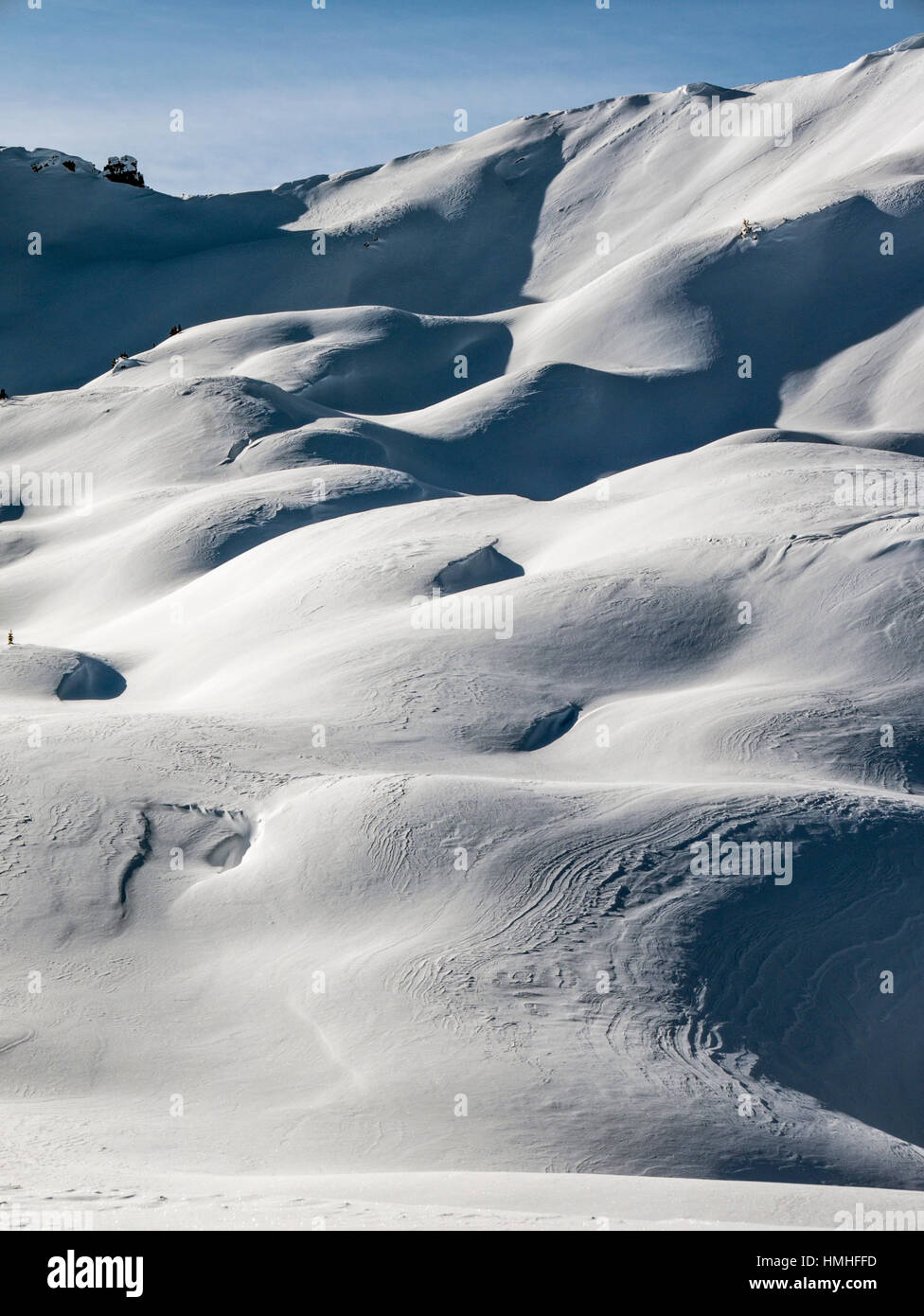 Verschneite Winterlandschaft; Esplanade-Bereich; Selkirk Range; Britisch-Kolumbien; Kanada Stockfoto