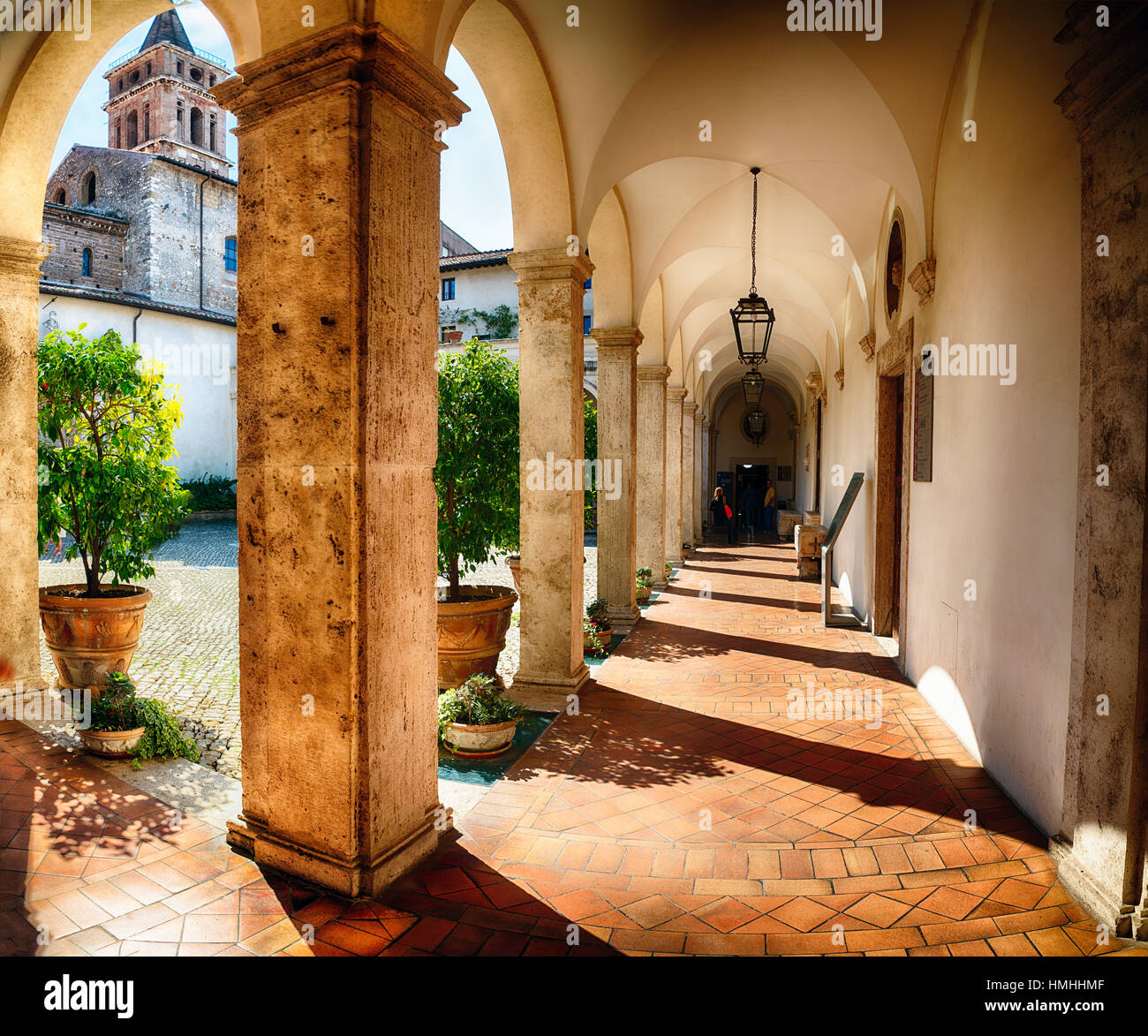 Innenhof der Villa d ' Este, Tivoli, Latium, Italien Stockfoto