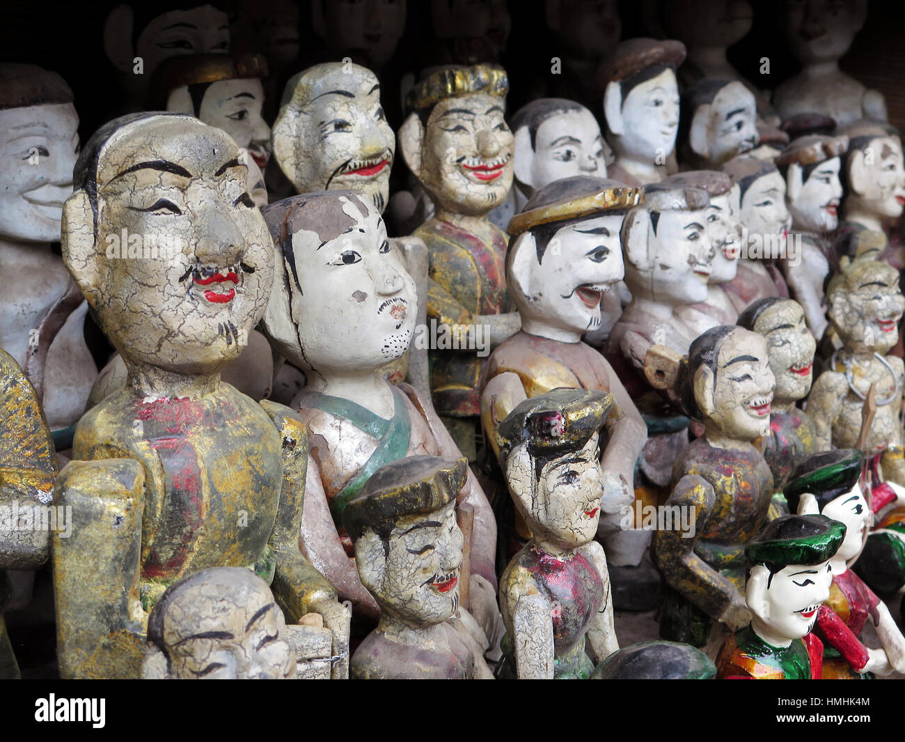Sammlung von vietnamesischen Wasser Marionetten an den Literaturtempel, Hanoi, Vietnam Stockfoto