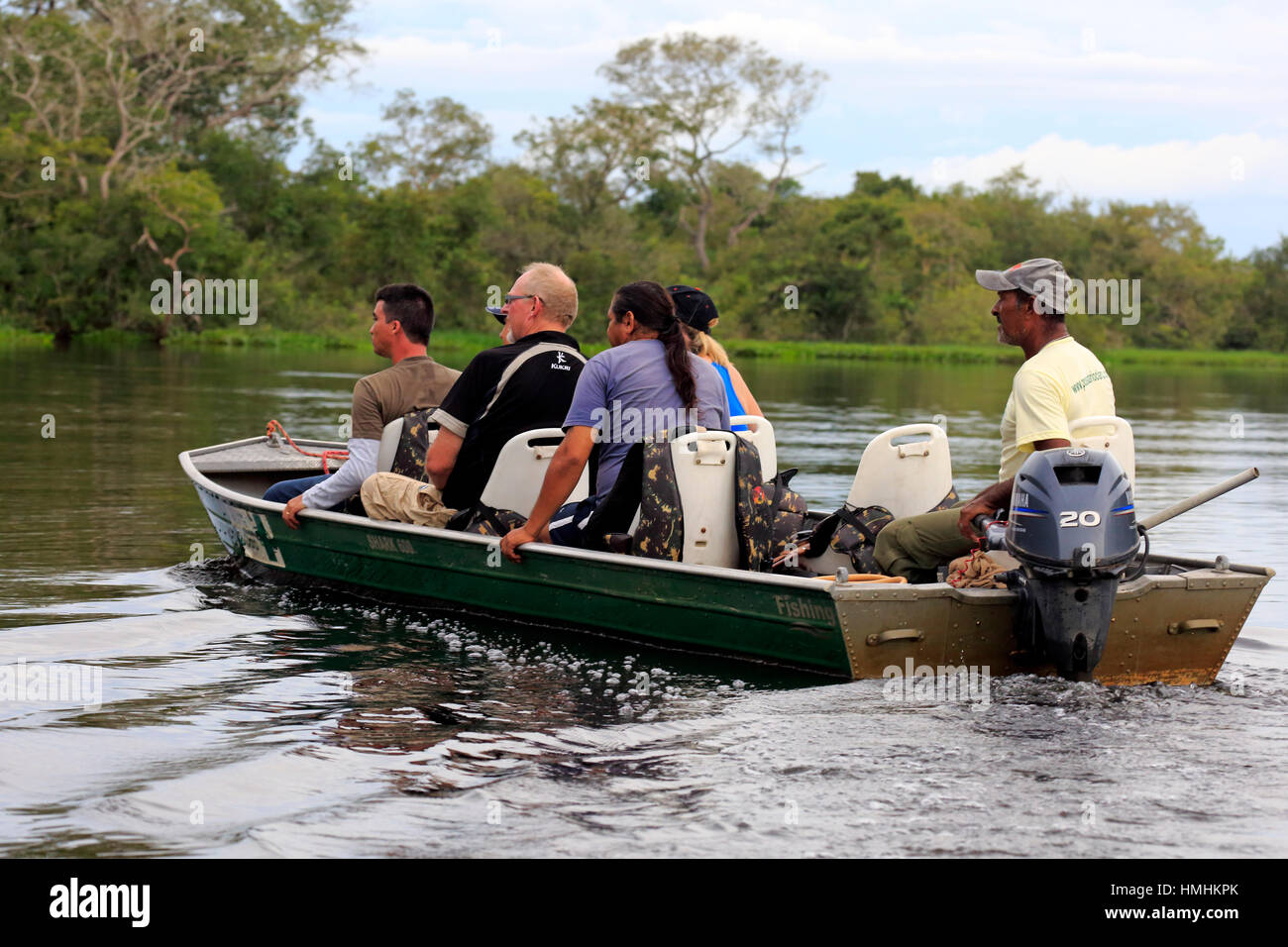 Touristischen Reise Pantanal, Eco freundliche Fluss Safari, Pantanal, Mato Grosso, Brasilien, Südamerika Stockfoto