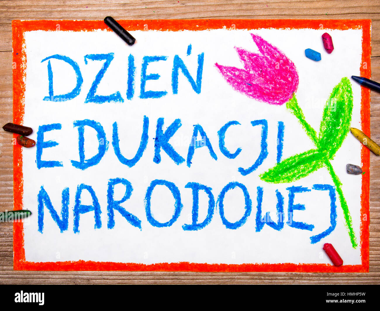 Bunte Zeichnung Polnische Lehrer Tageskarte Mit Worten Dzien Edukacji Narodowej Stockfotografie Alamy