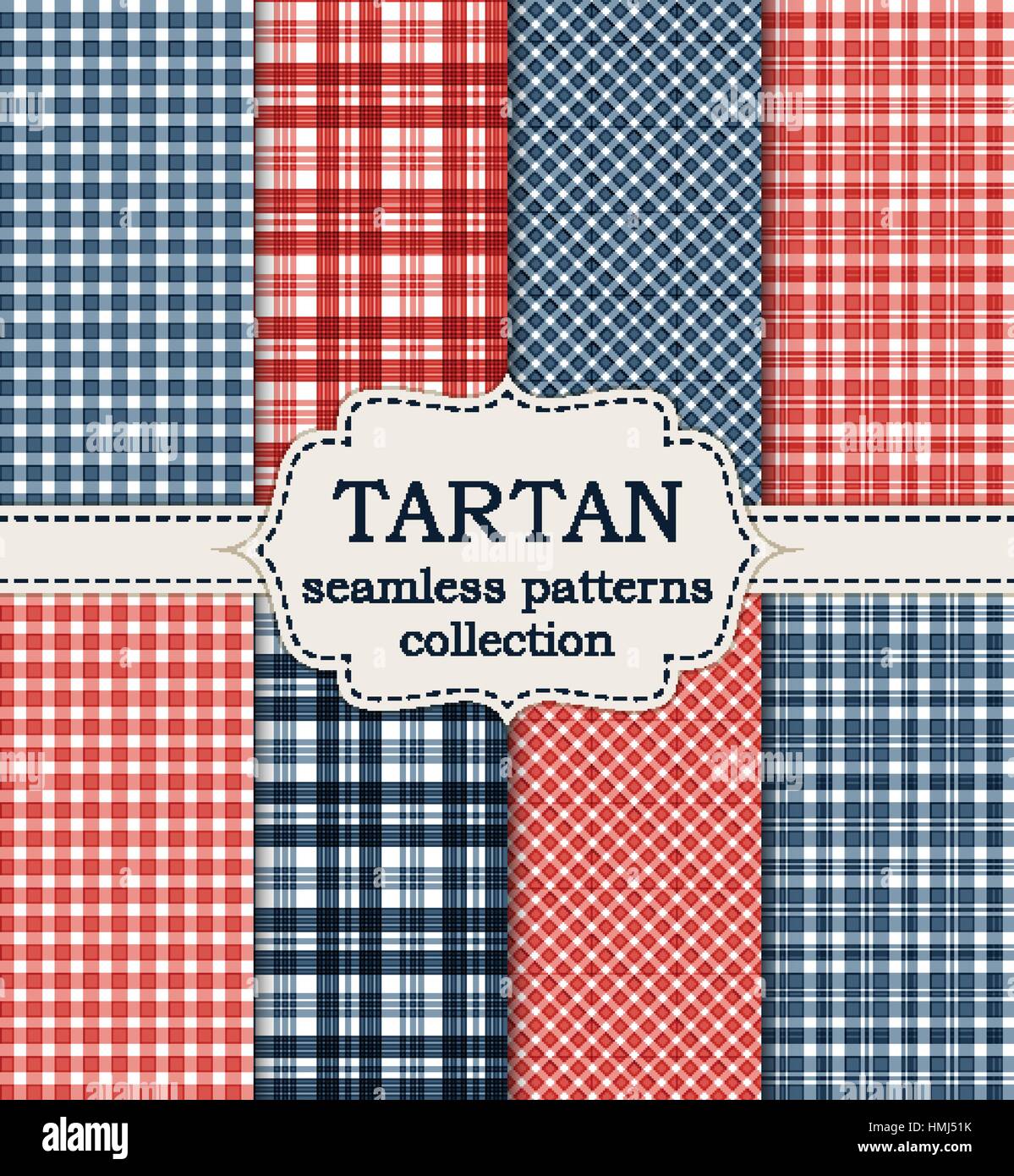 Vektor-Illustration set nahtlose Tartan-Muster. Aktie vector Stock Vektor