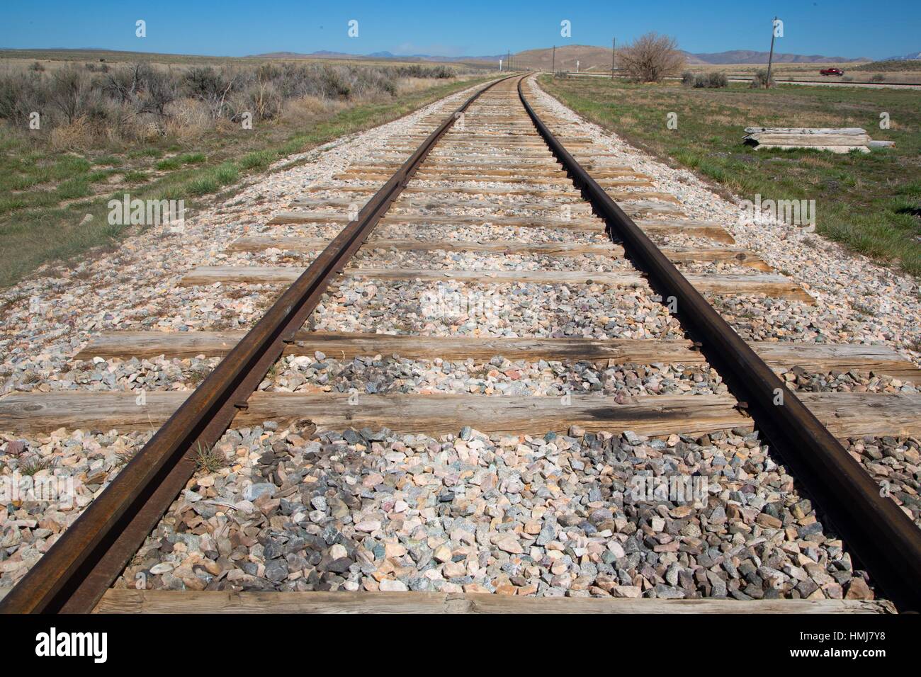 Railroad Tracks, Golden Spike National Historic Site, Box Elder County, Utah Stockfotografie Alamy