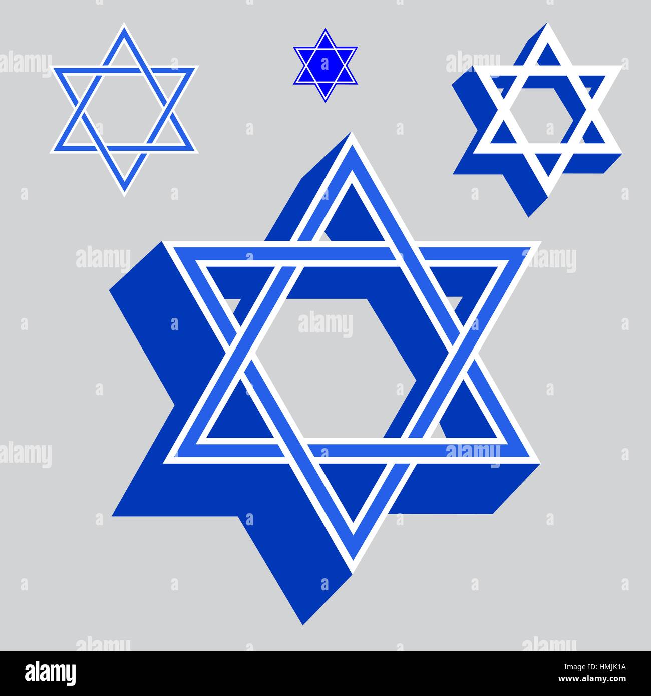 Davidstern, jüdische religiöse Symbole. Vektor-Illustration Symbolsatz. Stock Vektor