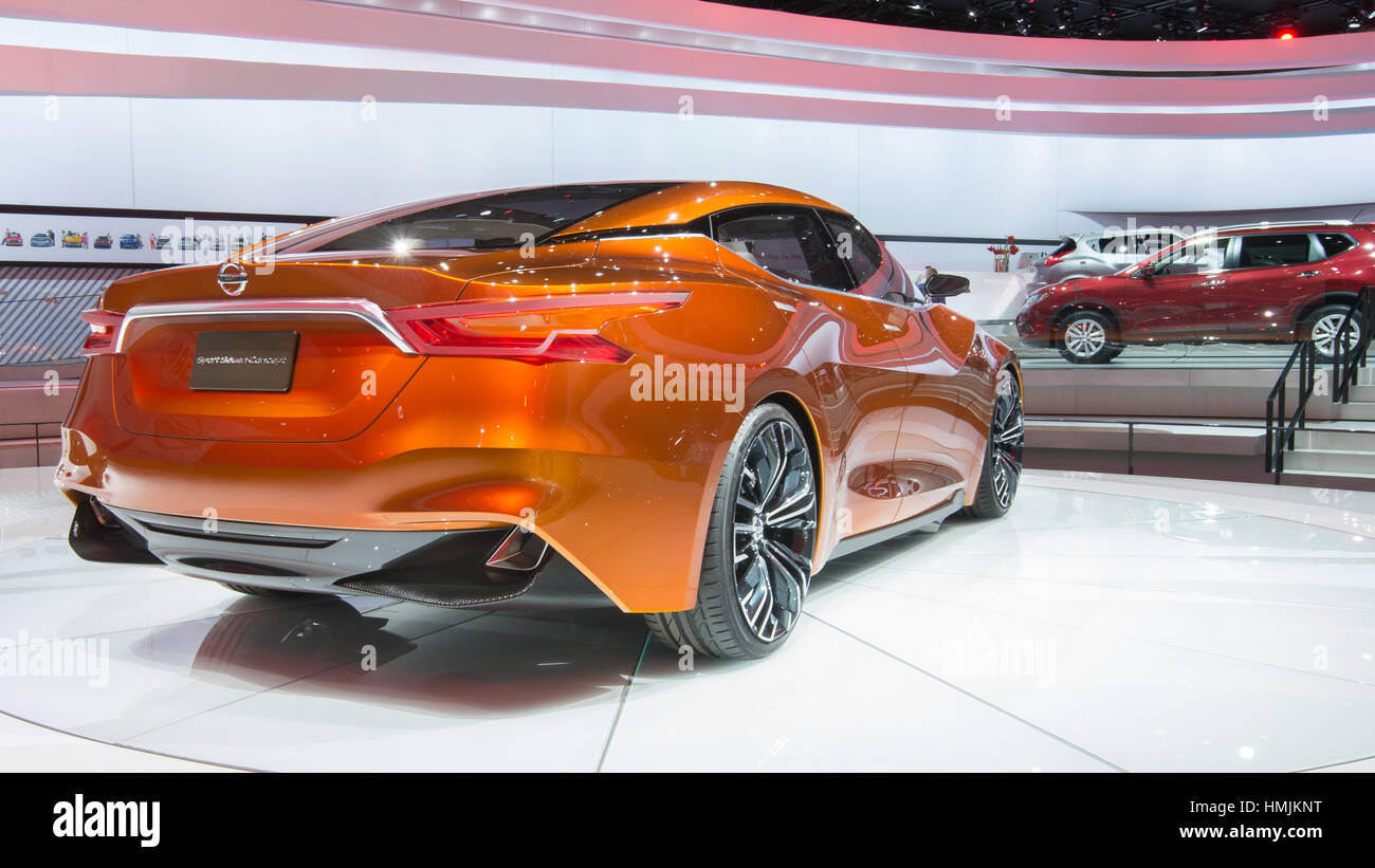 DETROIT, Michigan/USA - 15 Januar: A Nissan Sports Sedan Concept Car auf der North American International Auto Show (NAIAS) am 15. Januar 2014, in Detroit Stockfoto
