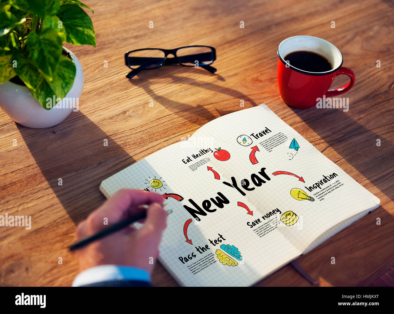 Neues Jahr-Plan Ziele Konzept Stockfoto