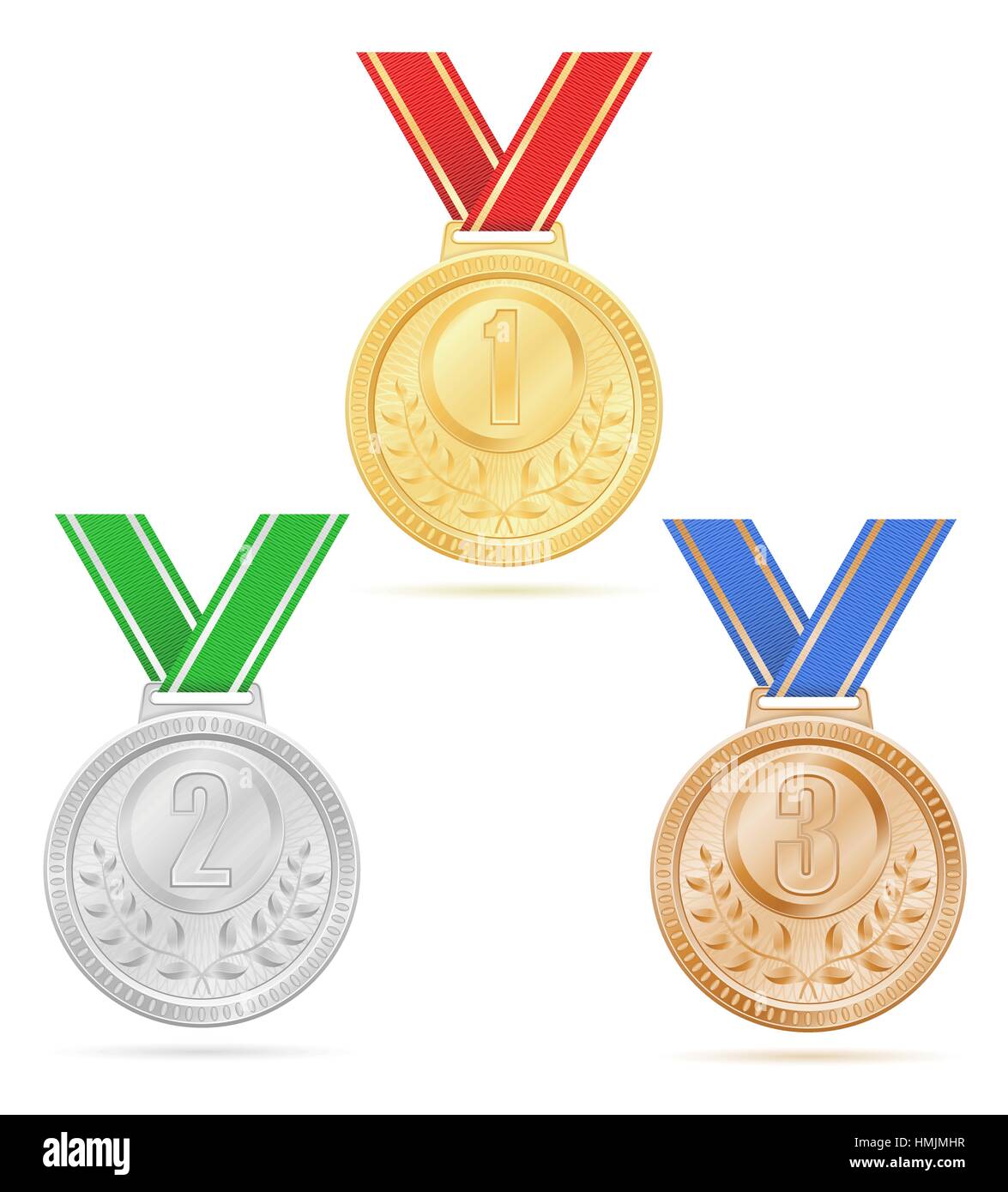 Medaille Sieger Sport Silber stock Illustration isoliert auf weißem Hintergrund Stock Vektor