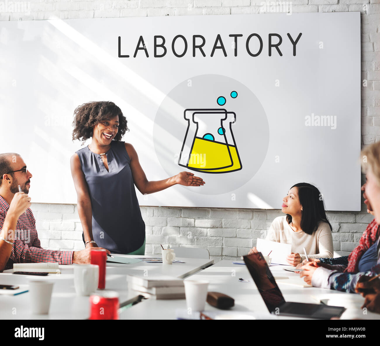 Science Lab Experiment Becher Symbol Konzept Stockfoto