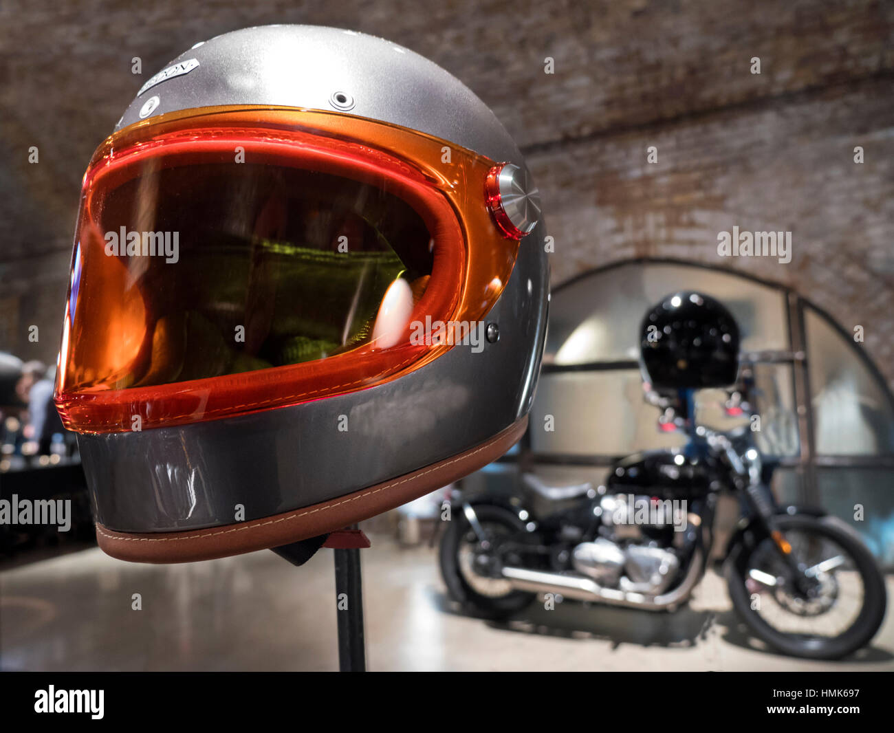 Hedon Classic-Motorrad-Sturzhelm Stockfoto