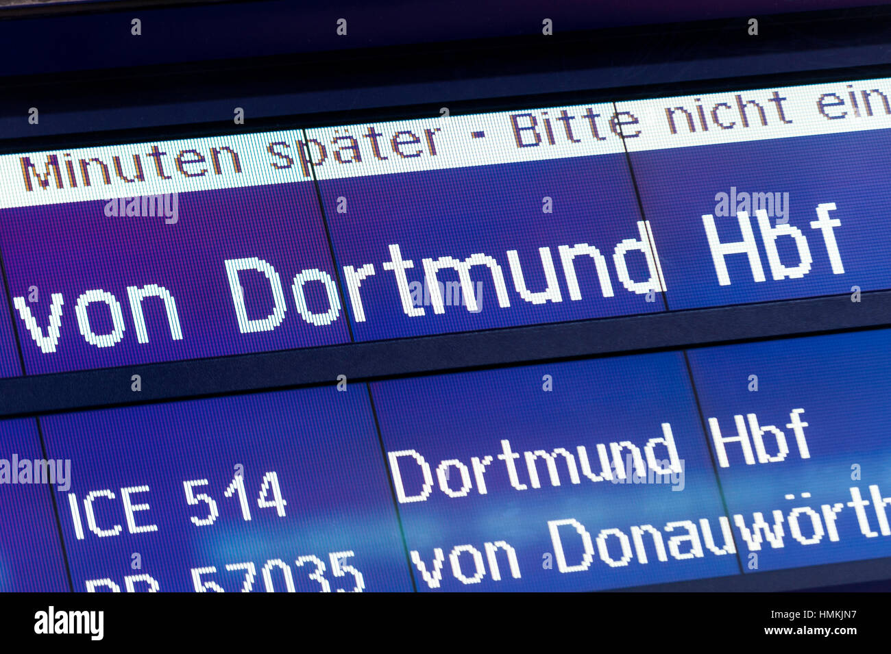 Deutsche Bahn Display - Verspätung/Verzögerung Stockfoto
