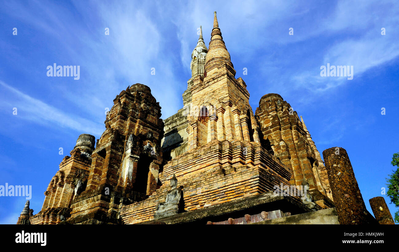 Historical Park Wat Mahathat Tempel Gruppe der Pagode in Sukhothai Welterbe Stockfoto