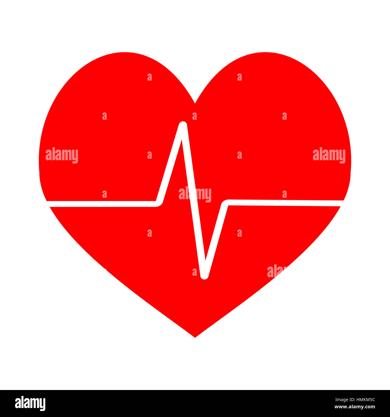 Herzschlag Symbol Vektor. Puls EKG EKG, rote Herzen Leben Abbildung Stockfoto