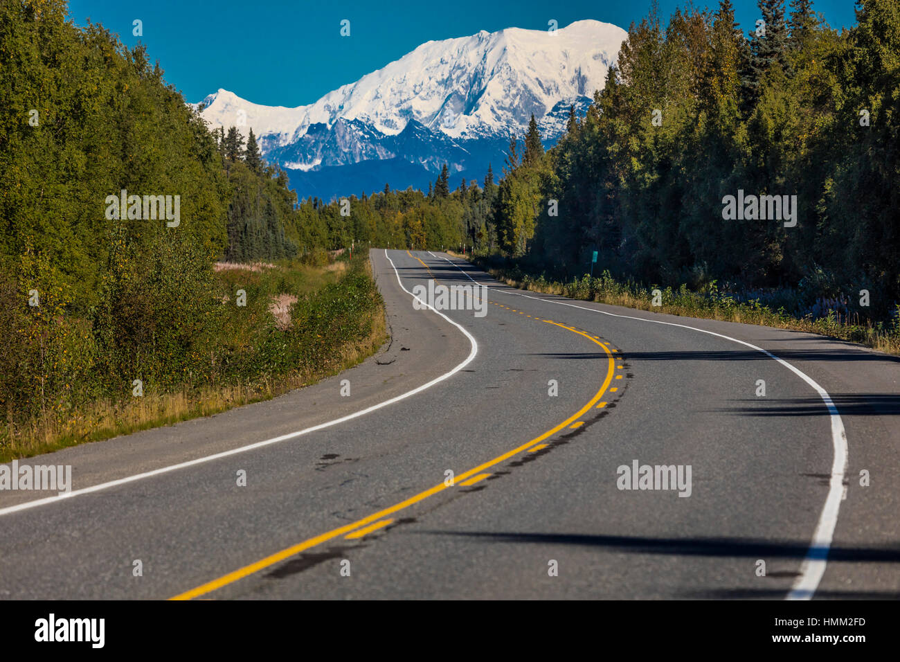 31. August 2016 - Mount Denali von George Parks Highway, Route 3, Alaska - nördlich von Anchorage Stockfoto