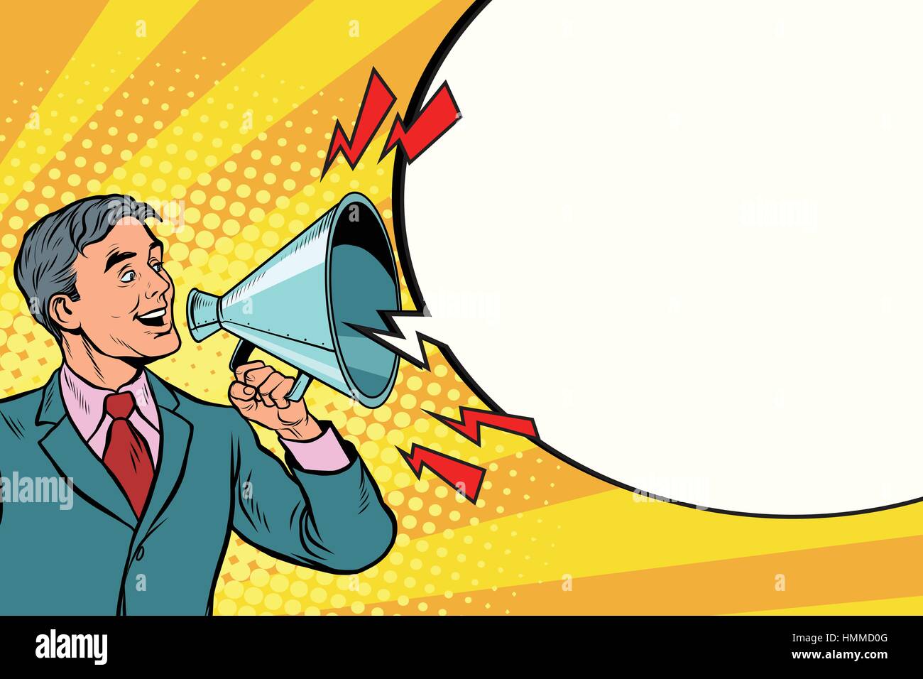 Vintage Lautsprecher mit einem Megaphon schreien Stock Vektor