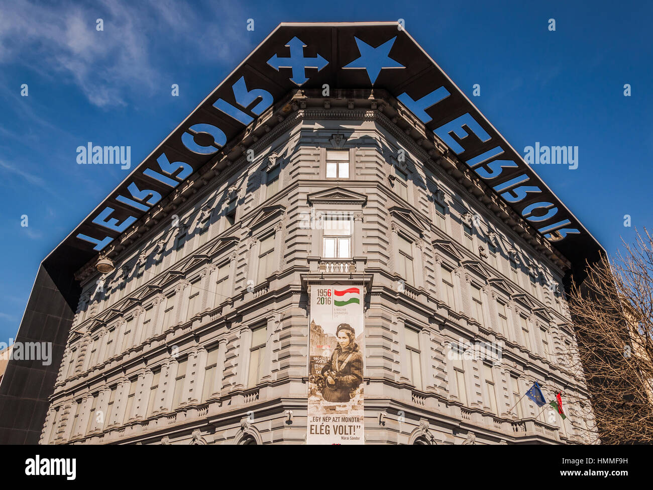 BUDAPEST, Ungarn - 22. Februar 2016: Haus des Terrors oder Terror Haza ist ein Museum in Budapest, Ungarn. Stockfoto