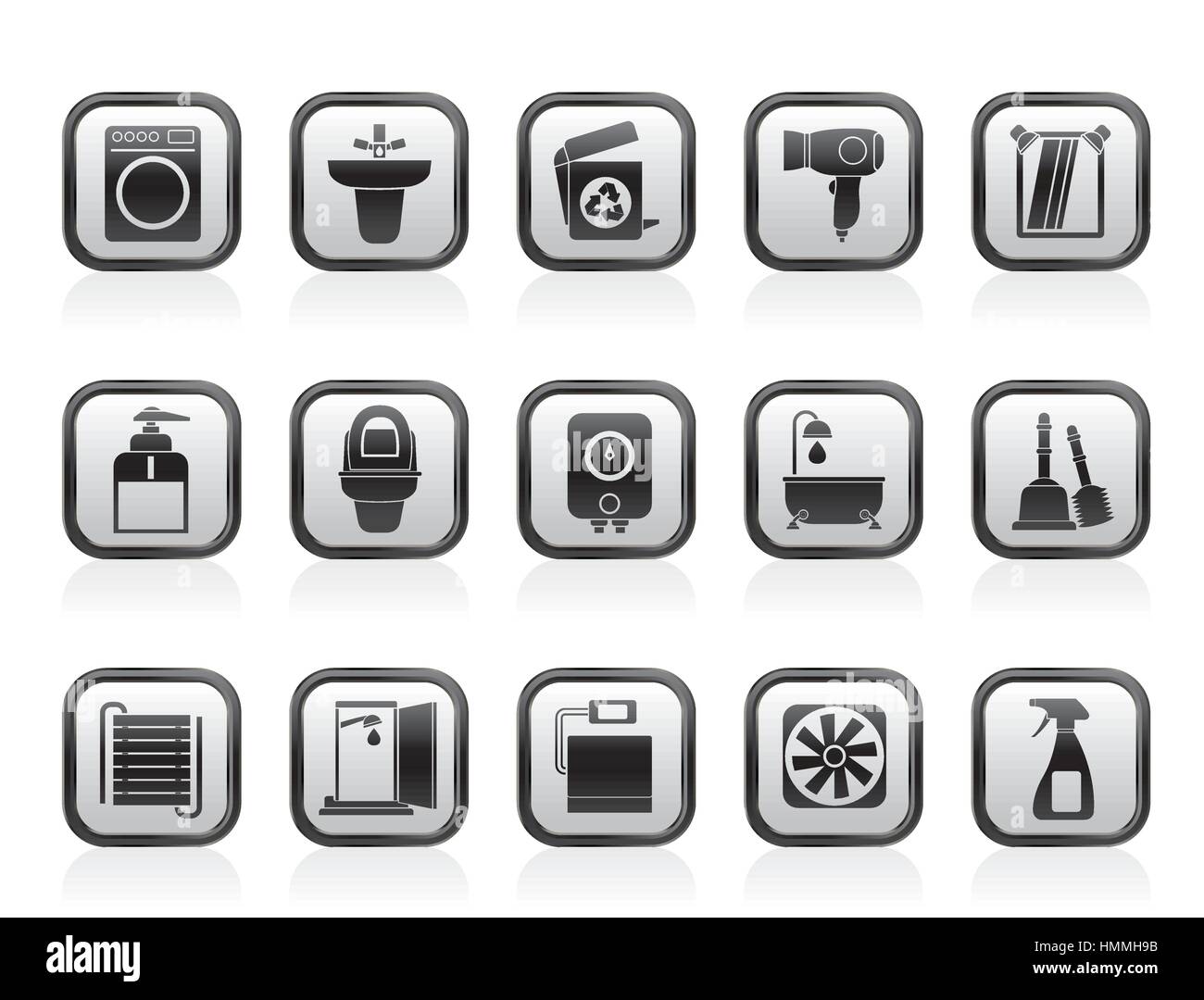 Bad und WC Objekte und Symbole Stock Vektor