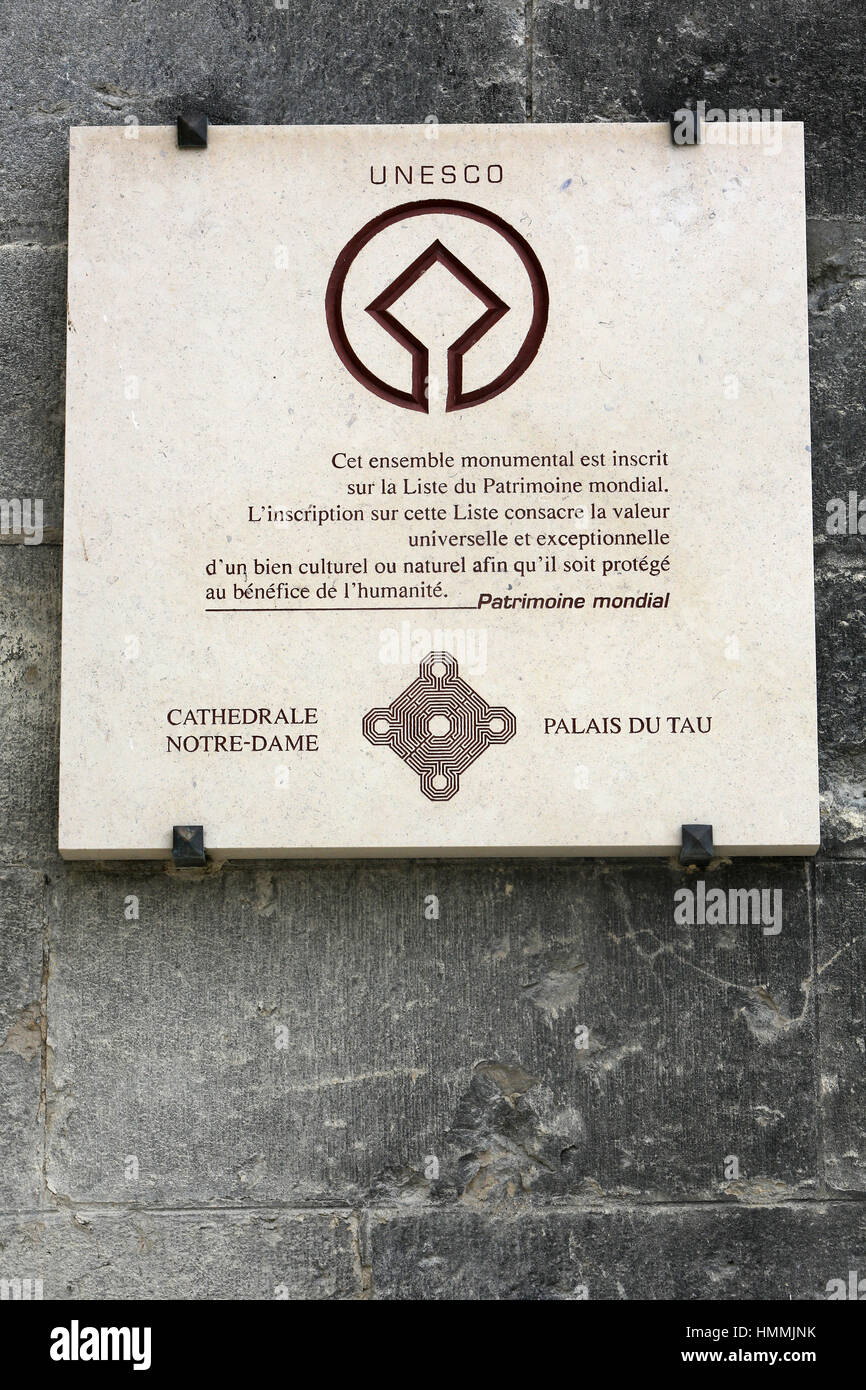 UNESCO. Welterbe. Kathedrale Notre-Dame von Reims. Tau-Palast. Stockfoto