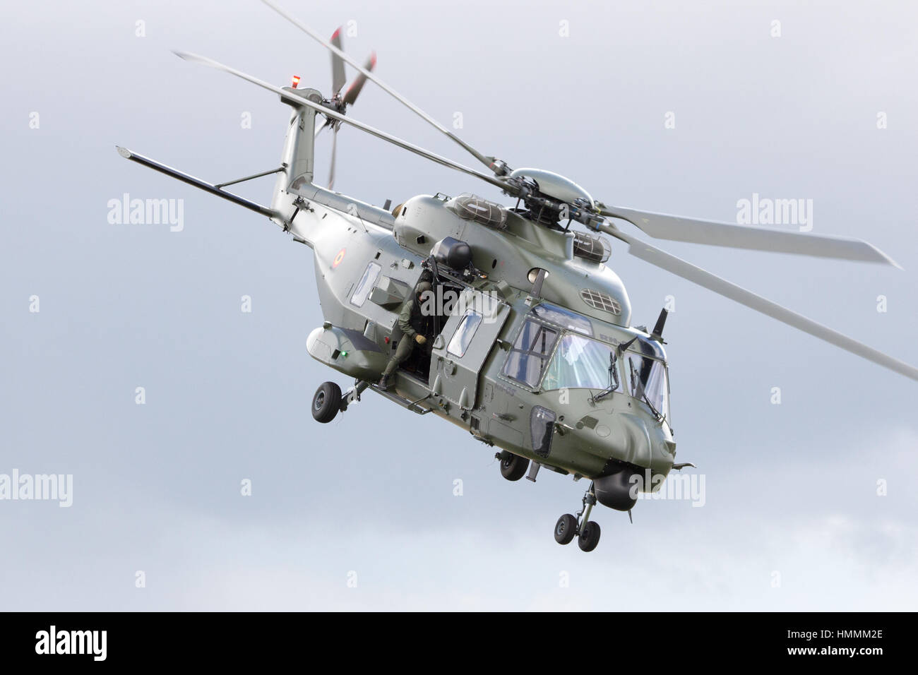 BEAUVECHAIN, Belgien - 20. Mai 2015: Der neue belgische Armee NH90 Hubschrauber abheben aus Beauvecahin Airbase. Die ersten Hubschrauber in Dienst gestellt ich Stockfoto
