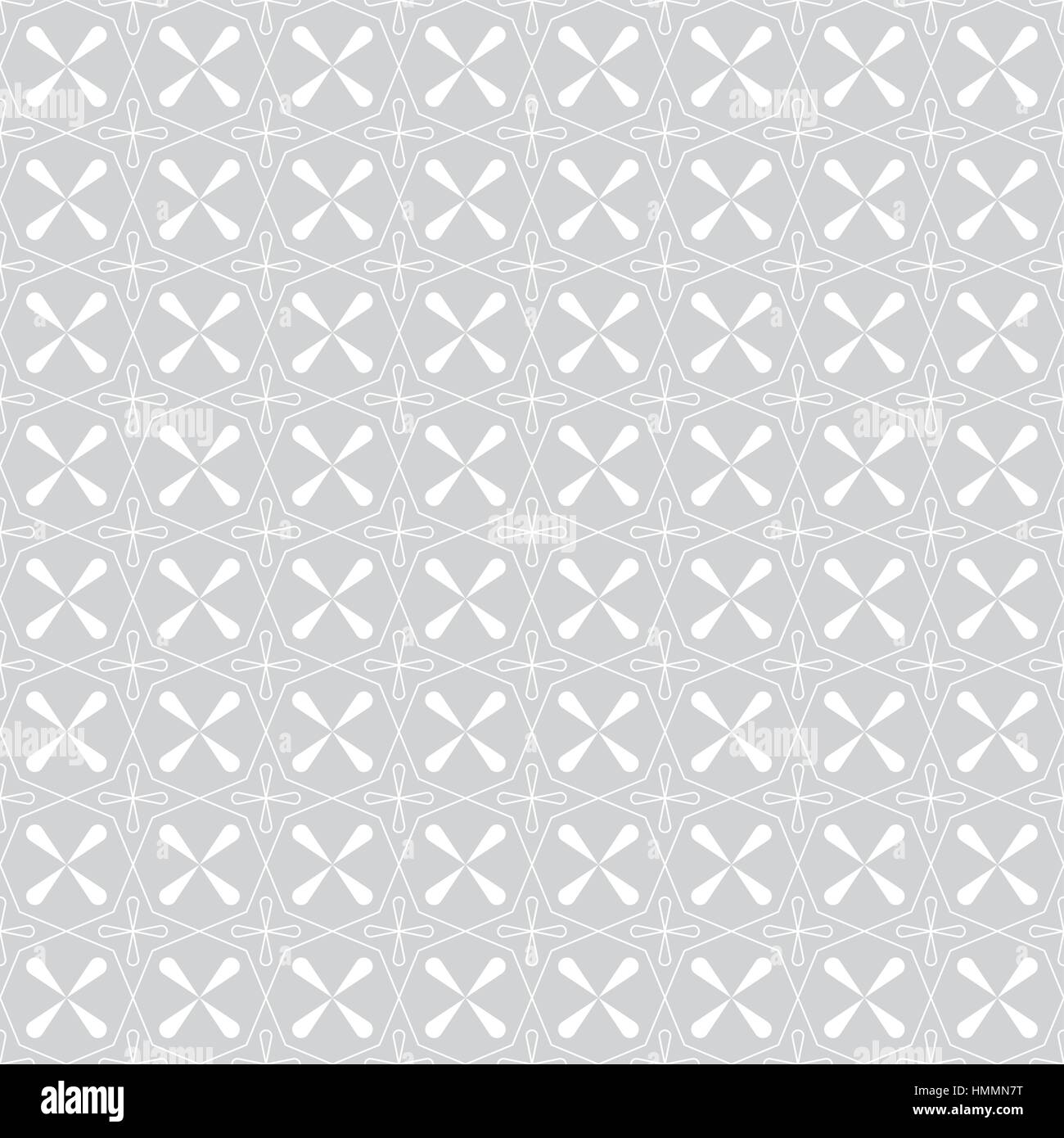 Geometrische Musterdesign. Textur mit wiederholten Polygone, Kreuze und Sternen. Monochrom. Vektor-illustration Stock Vektor