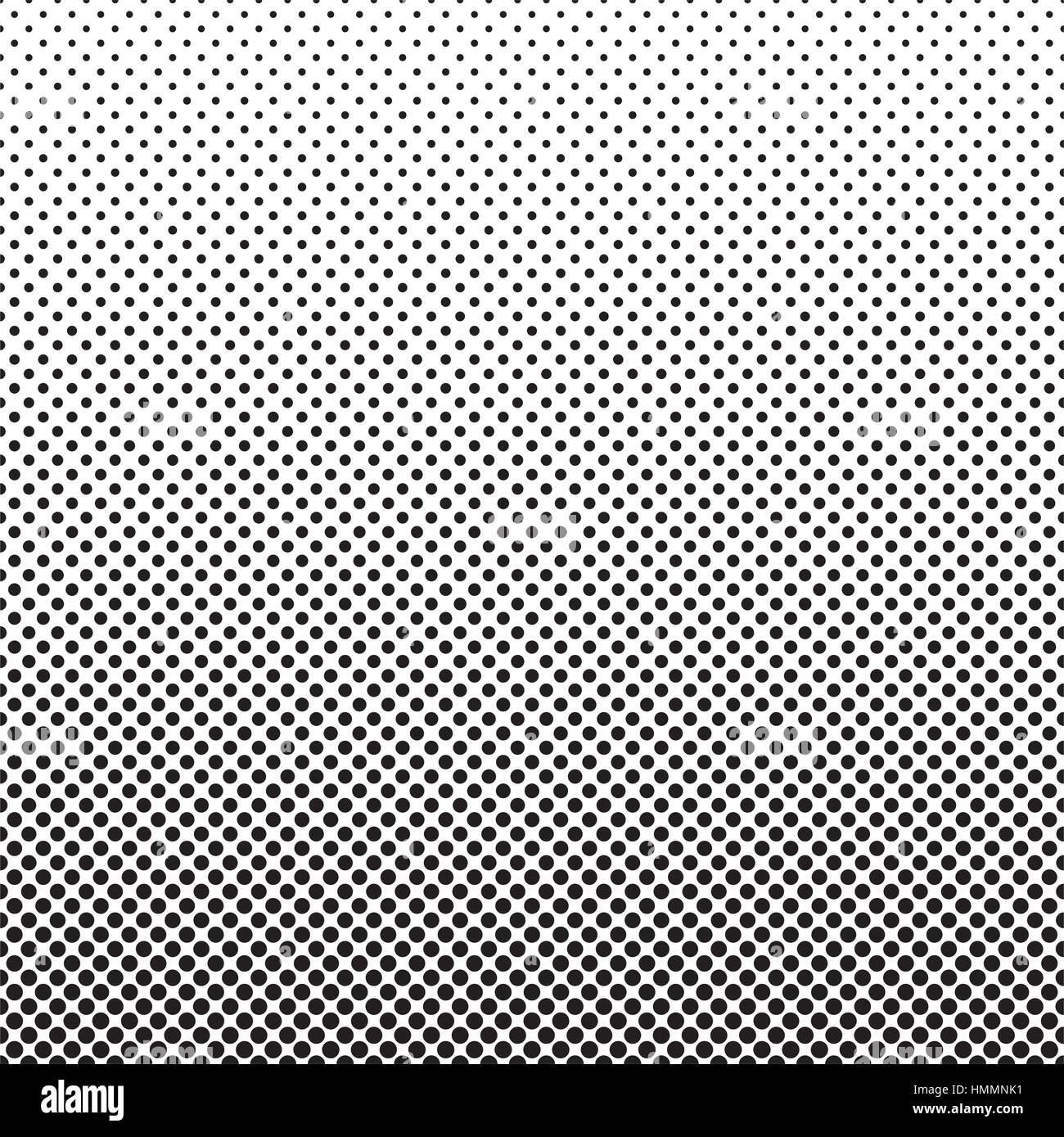 Halbton-Punkte-Muster. Gepunktete Verlaufshintergrund mit Fade-Effekt. Schwarze Kreise auf weiß. Horizontal nahtlos. Vektor-Illustration in EPS8. Stock Vektor