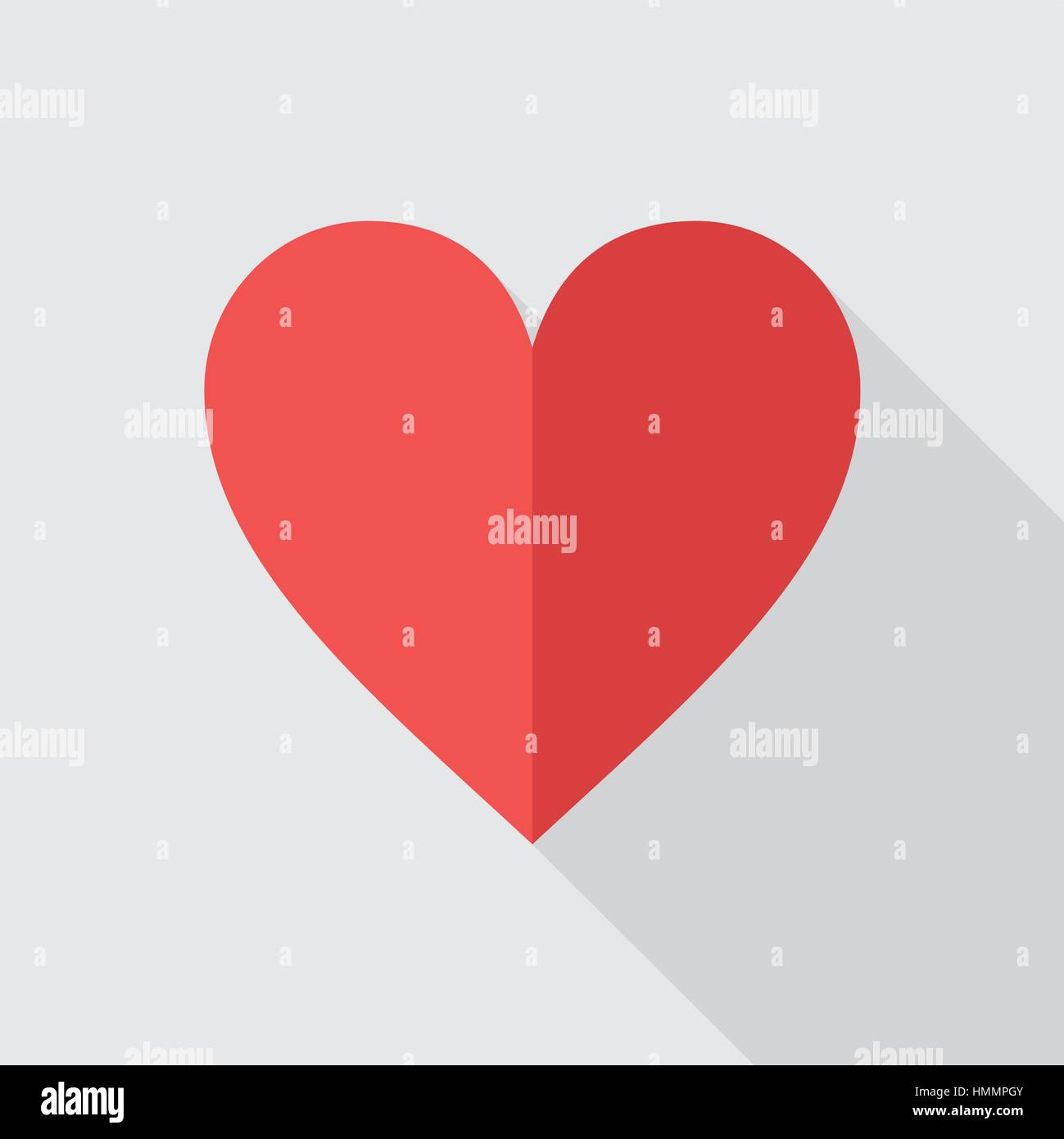 Rotes Herz flach Symbol auf grauem Hintergrund. Vektor-Illustration im EPS8-Format. Stock Vektor