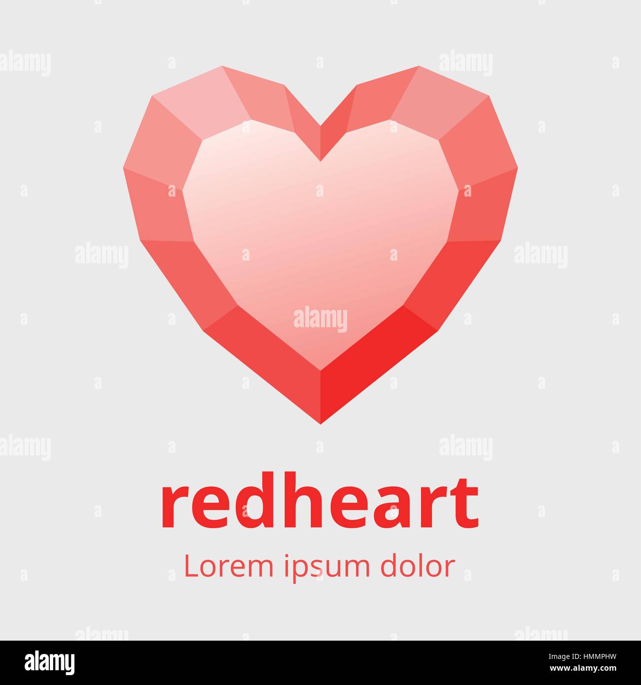 Facettierte Herzsymbol. Polygonale facettenreiche Herz-Symbol. Rotes Herz mit Flächen-Design-Element. Vektor-Illustration in EPS8. Stock Vektor